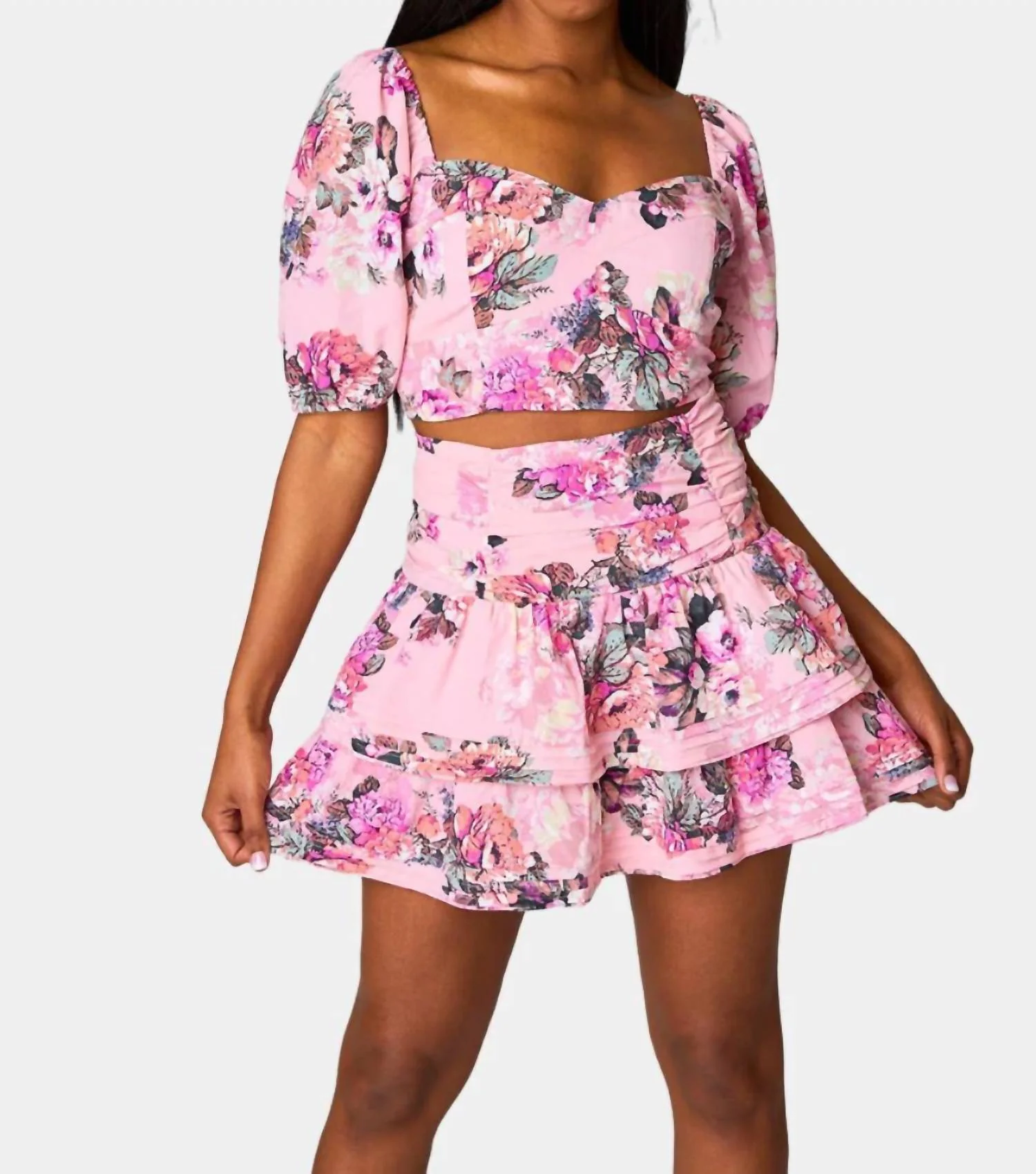 Williams Two-Piece Set Top Skirt In Pink Multi