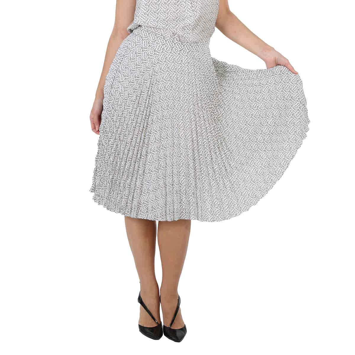 Burberry Ladies TB Monogram Pleated High-waist Skirt