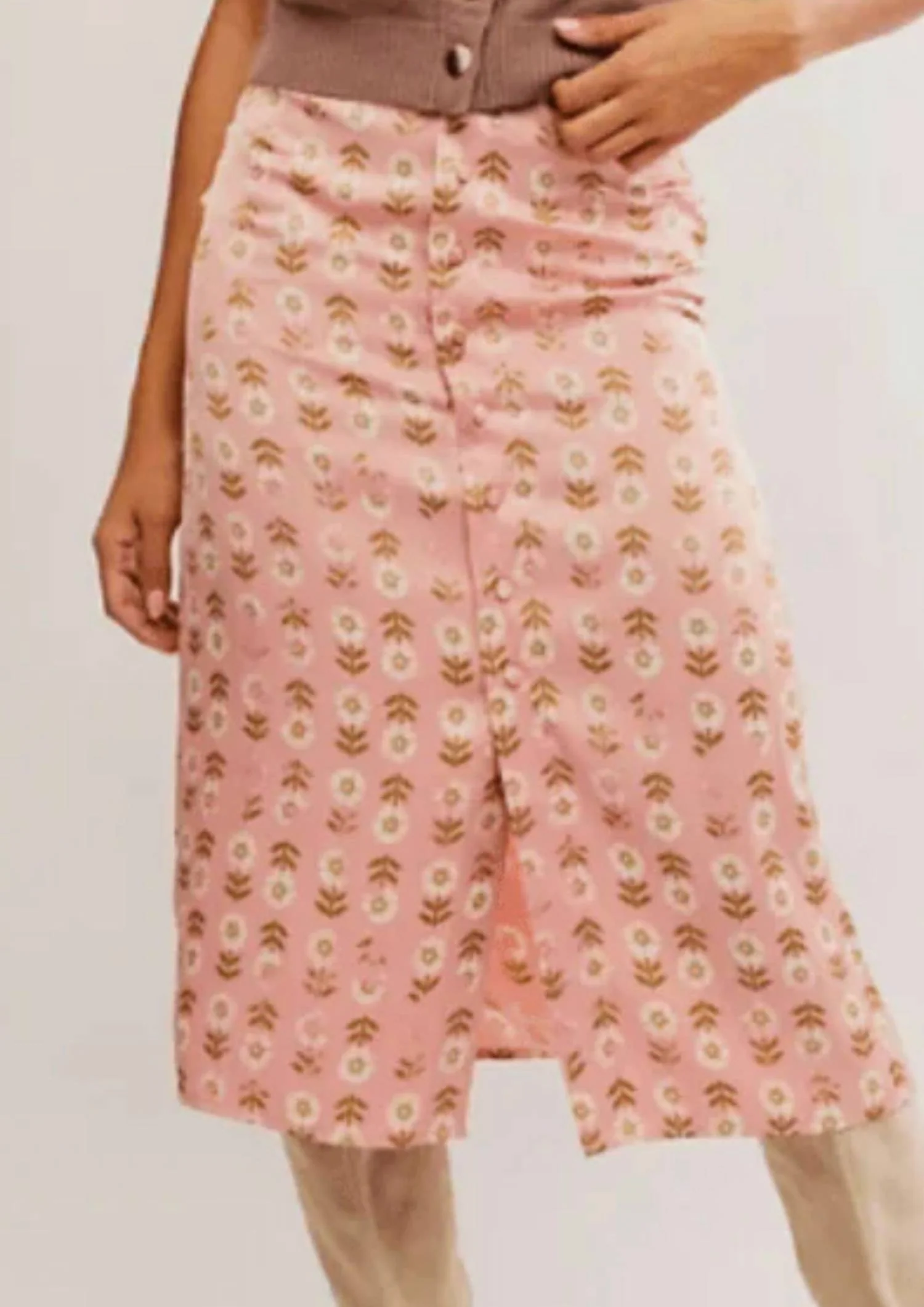 Analise Printed Midi Skirt In Pink