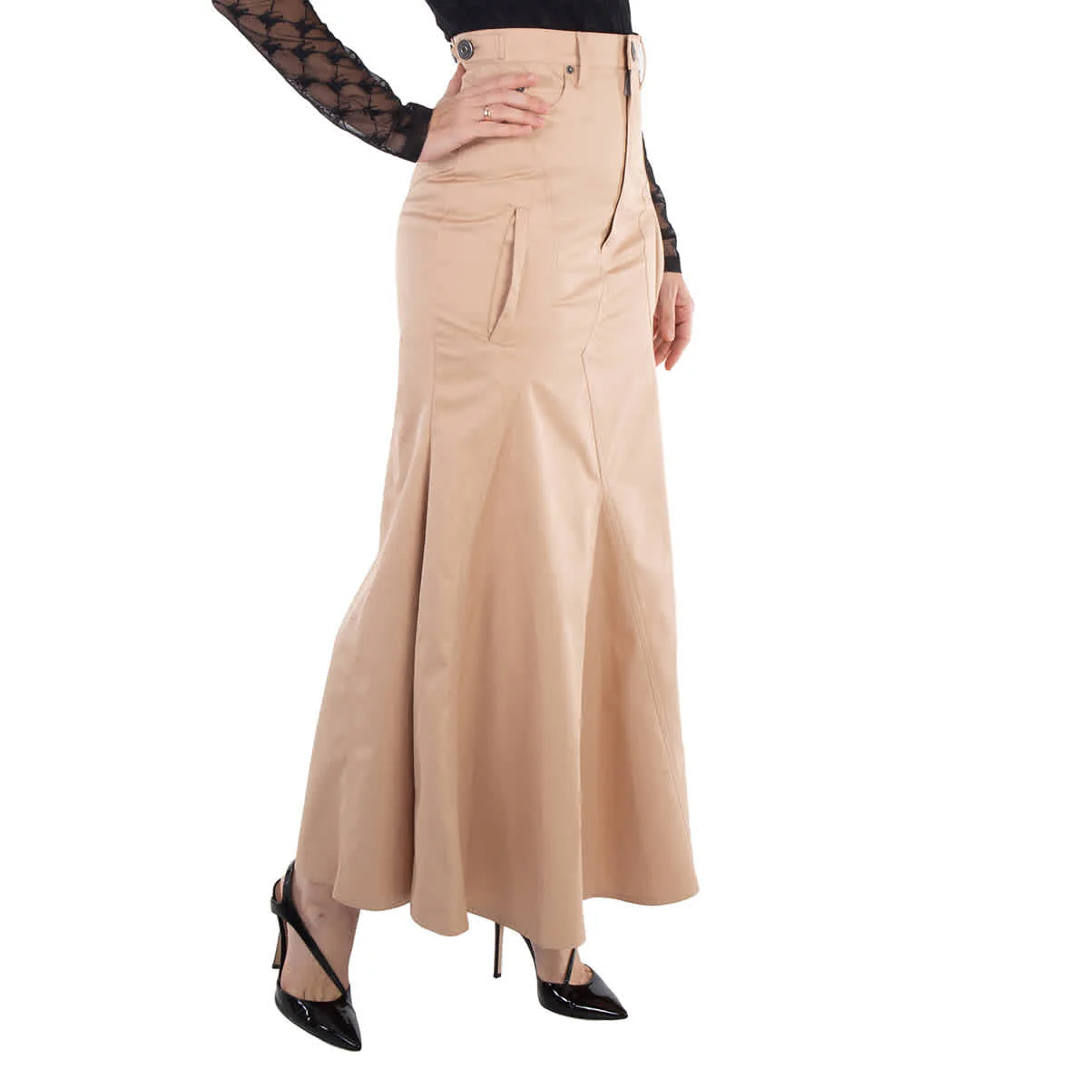 Burberry High-Waist Flared Cotton Skirt