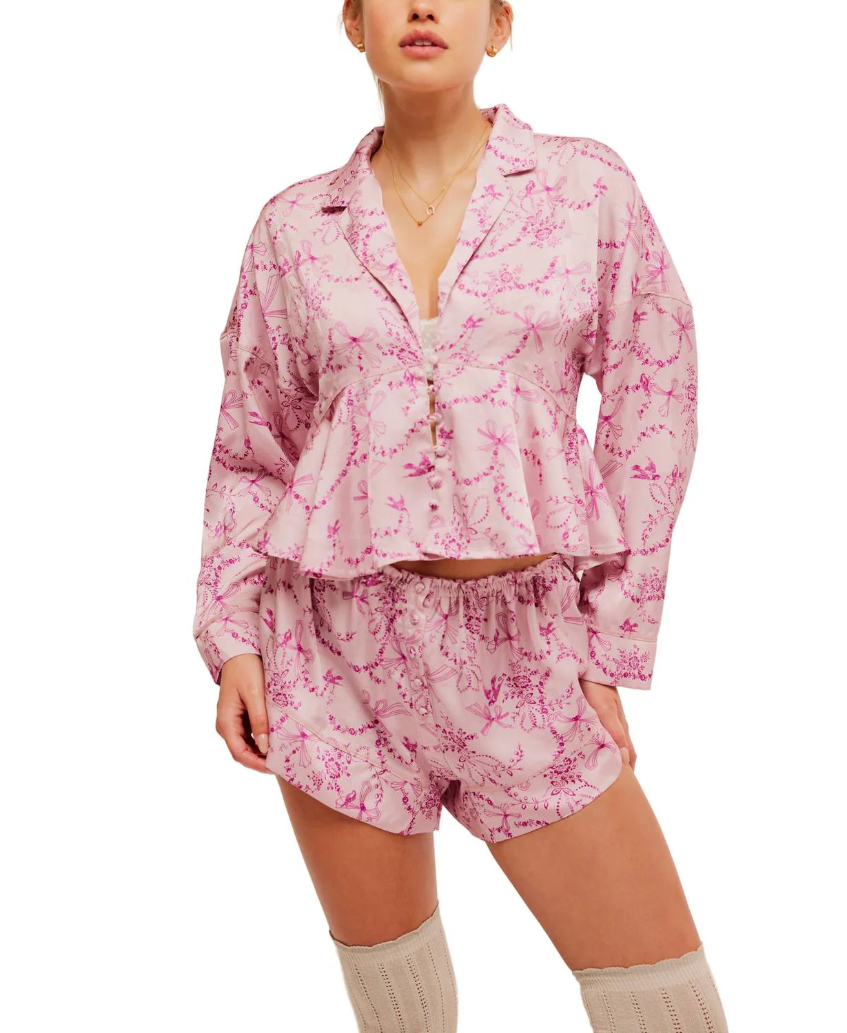 Beauty Sleep Pajama Set In Blushing Combo