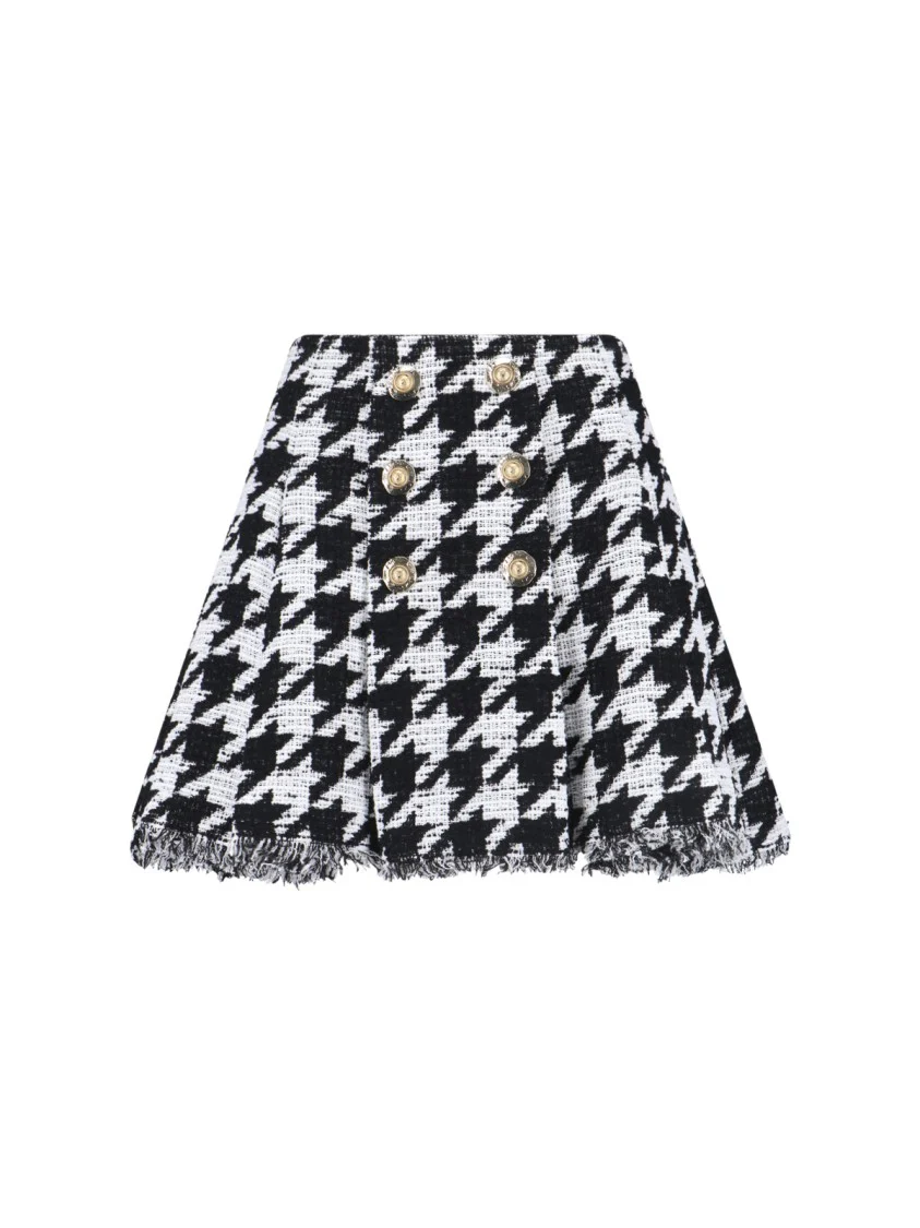 Houndstooth Mini Skirt Black