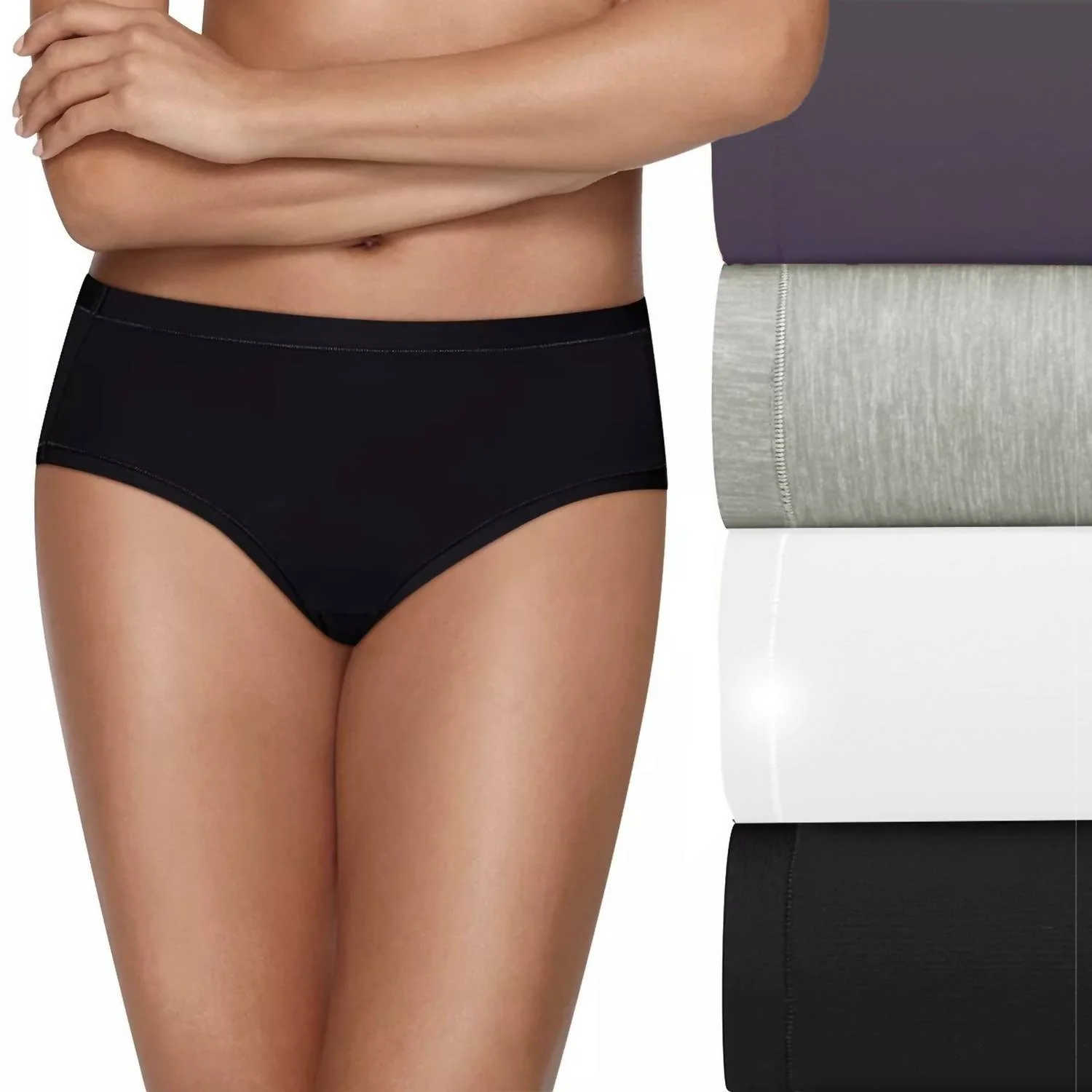 Hanes Womens Ultimate Cool Comfort 4-Pack Low Rise Briefs Panties Black/blue/multi-Color