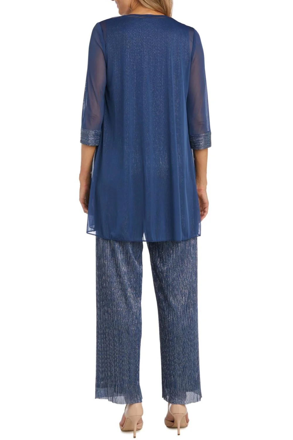 3-Piece Jacket Tank Pants Evening Set In Denim