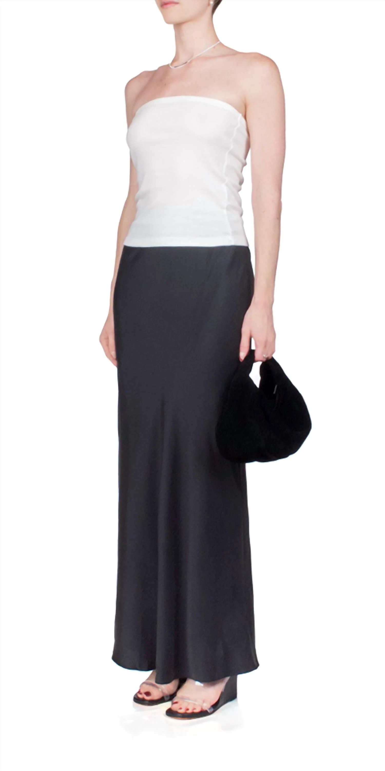 Bias Slip Skirt In Black