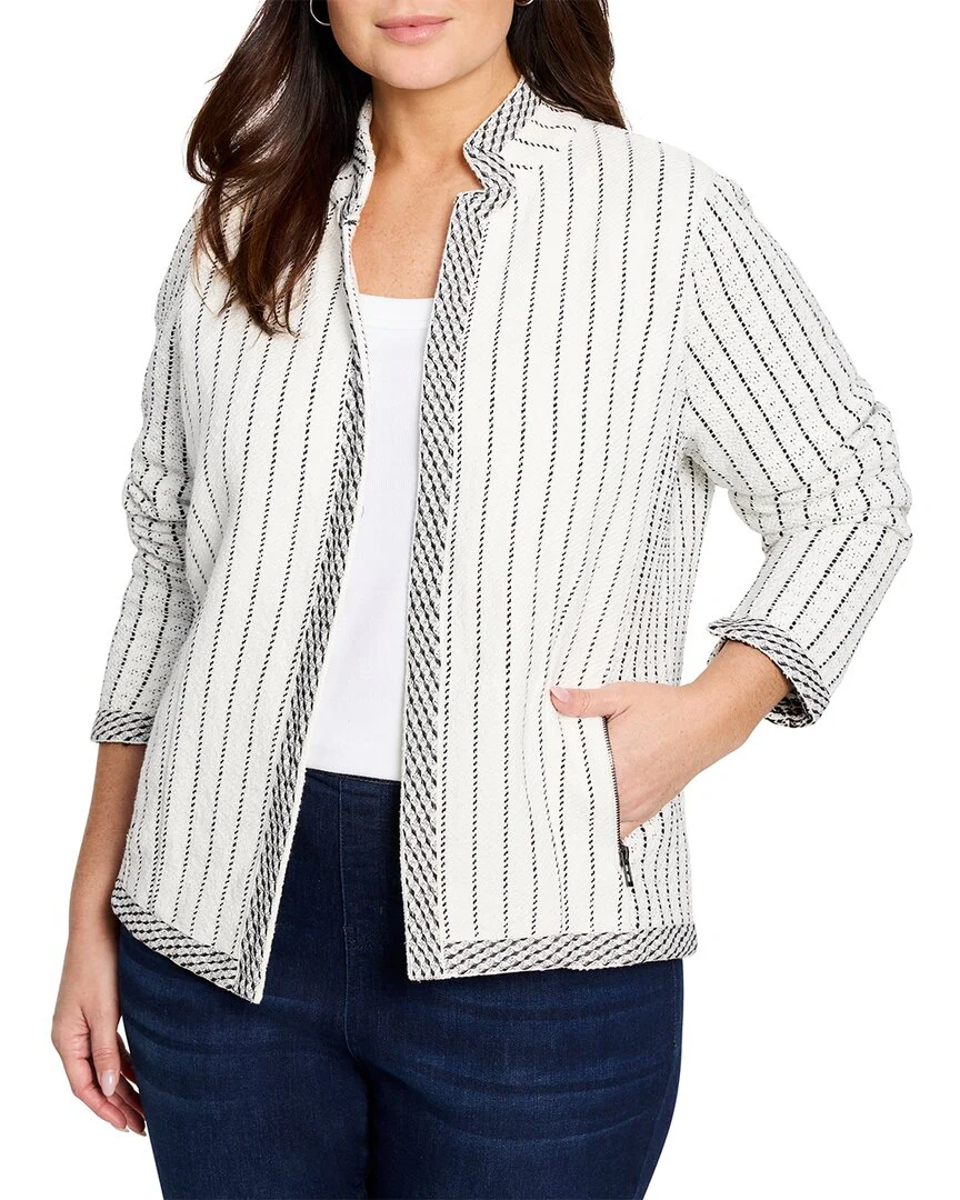 NIC+ZOE Plus Pinstripe Notch Collar Knit Jacket
