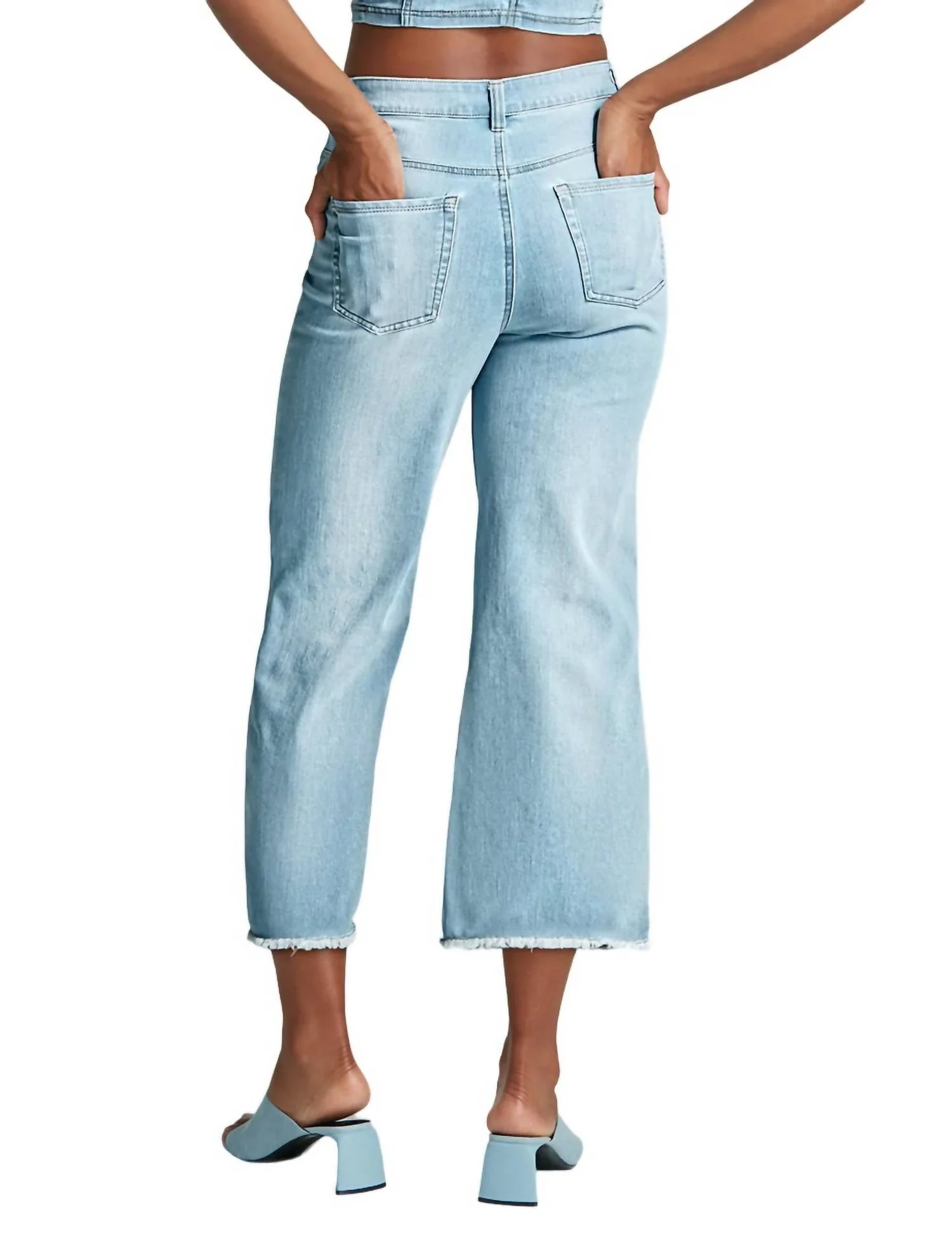 Do It All Denim High-Rise Cropped Wide Leg Jean In Washed Indigo