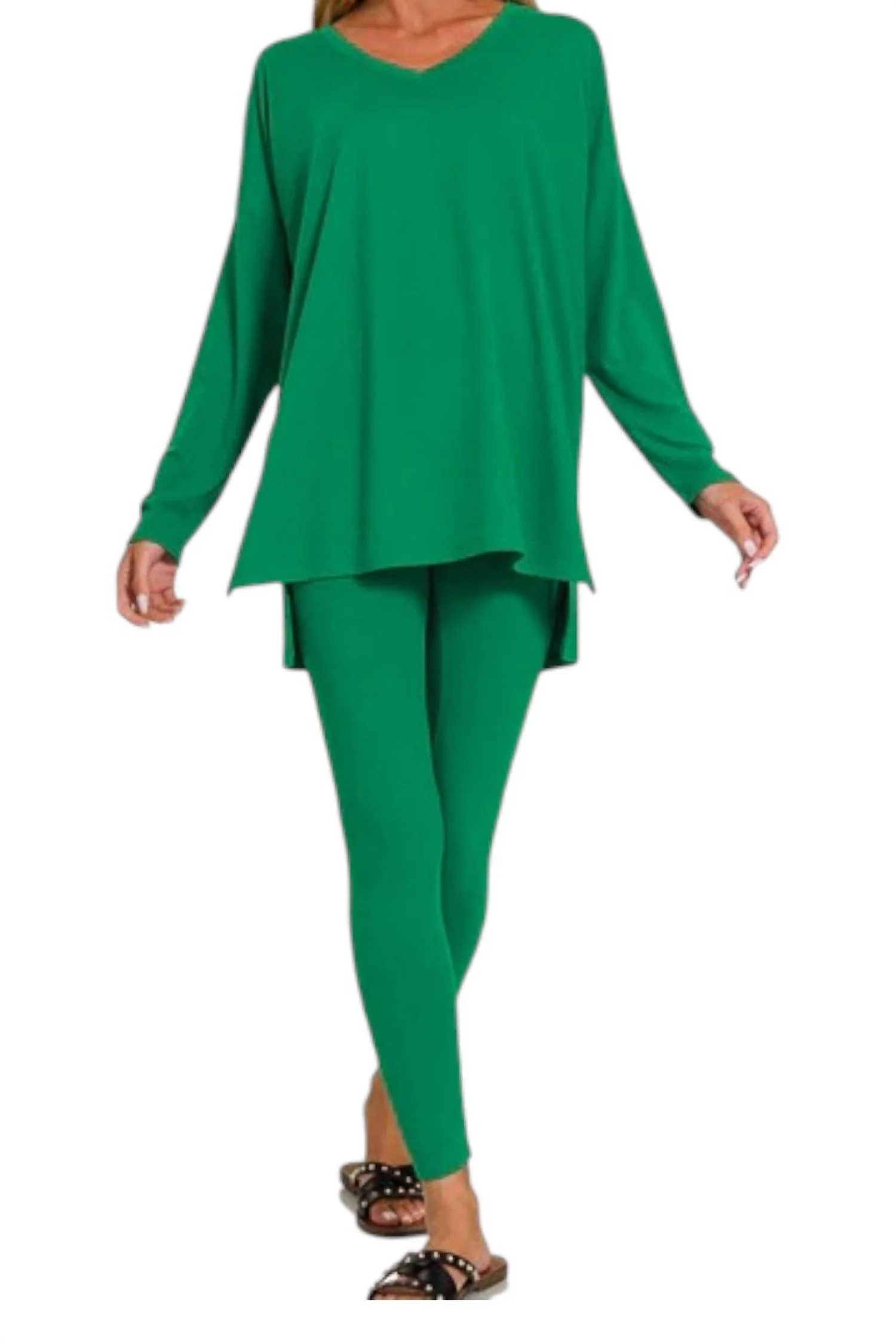 V Neck Lounge Sets In Forest