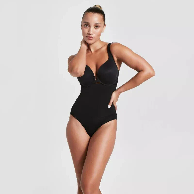 Assets By Spanx Remarkable Results Women's XL Black High-Waist Briefs JDM464