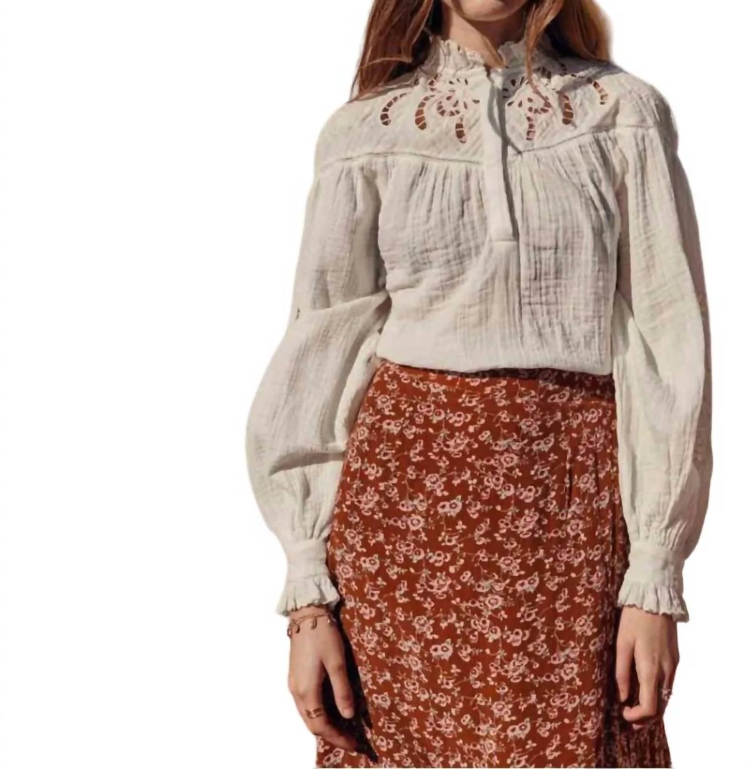 Isabella Skirt In Cinnamon Gipsy Flowers