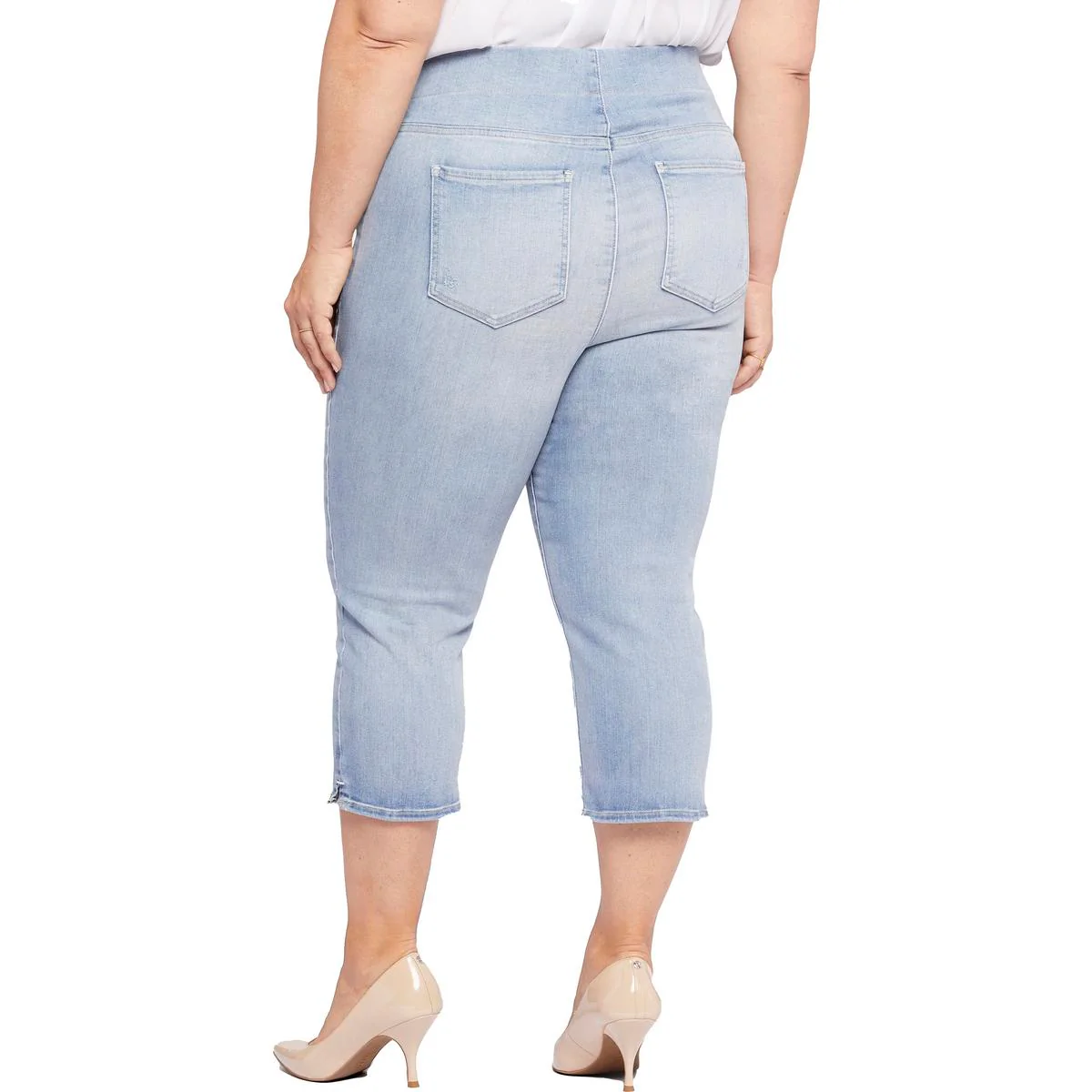 Plus Womens Denim Cotton Cropped Jeans