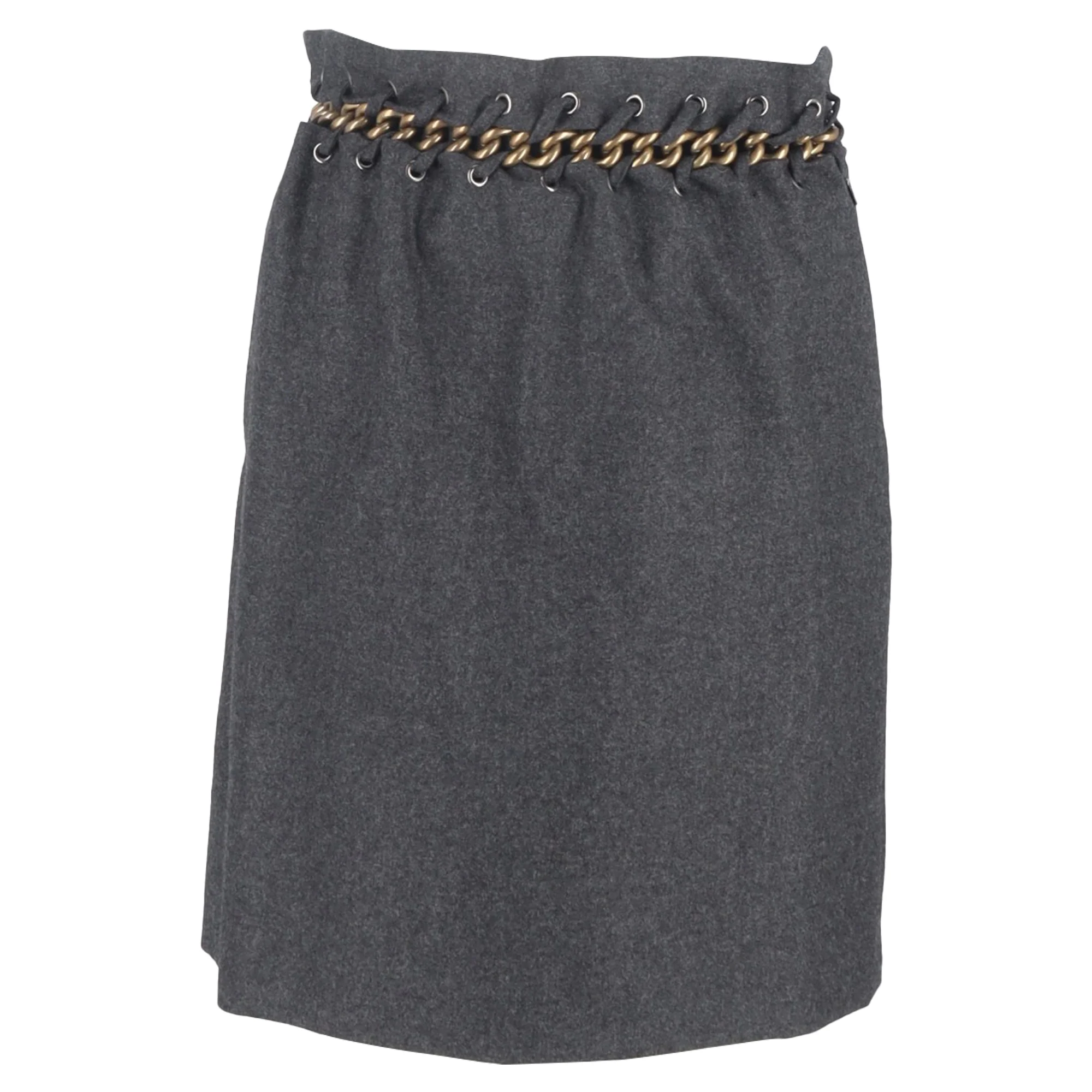 Chloé Chain Detail Skirt in Grey Wool