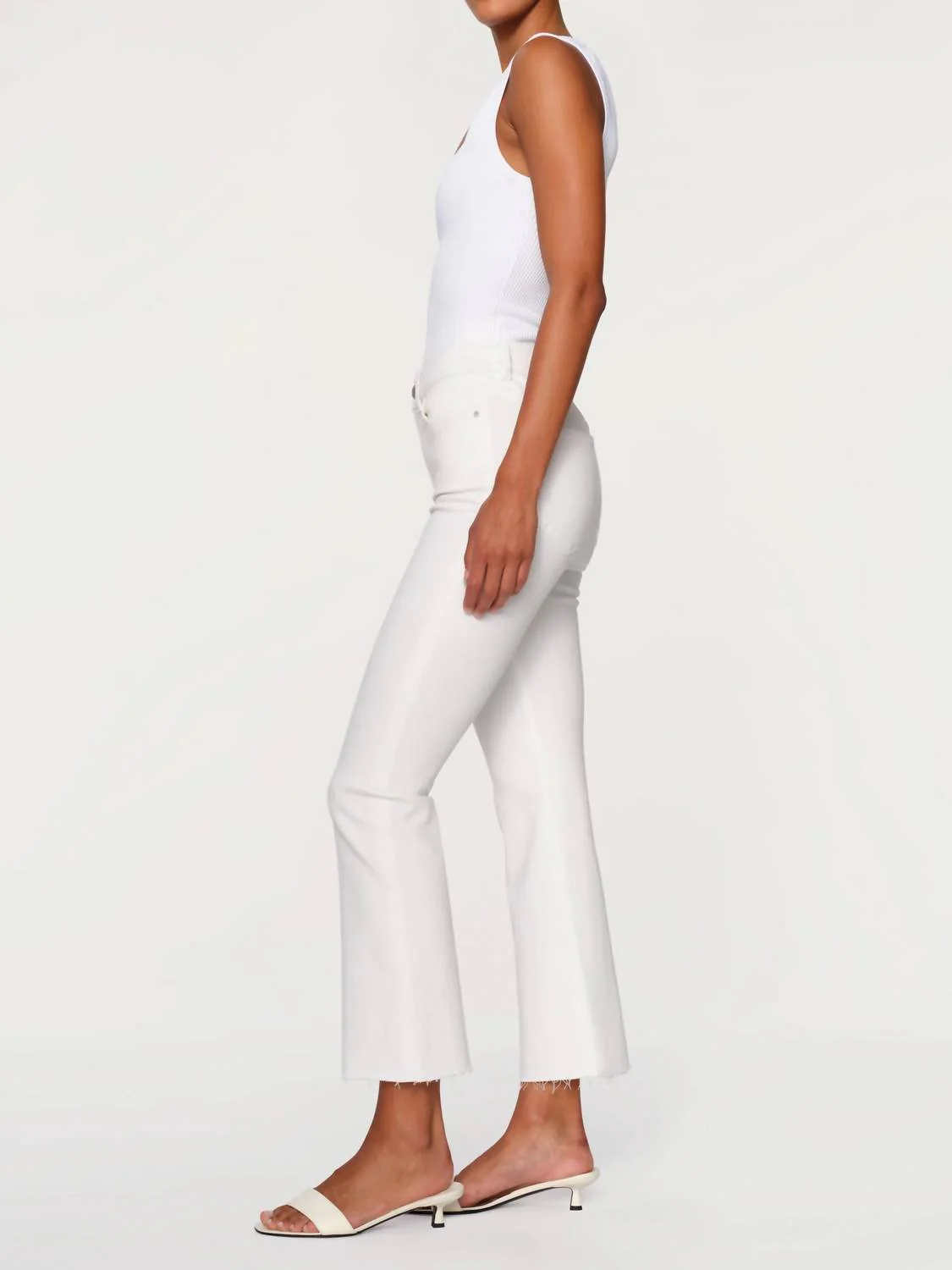 Bridget Instasculpt Raw Hem Ankle Bootcut Jeans In White