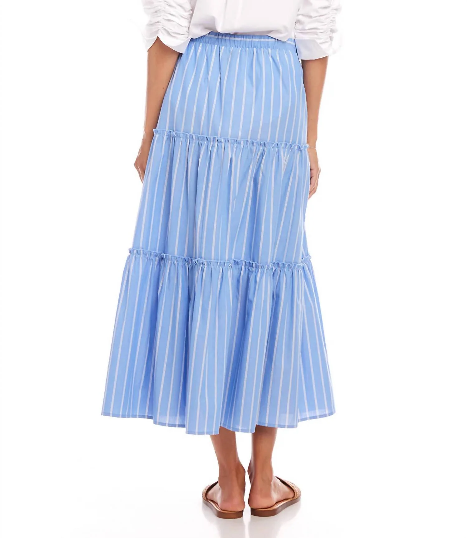 Tiered Stripe Midi Skirt