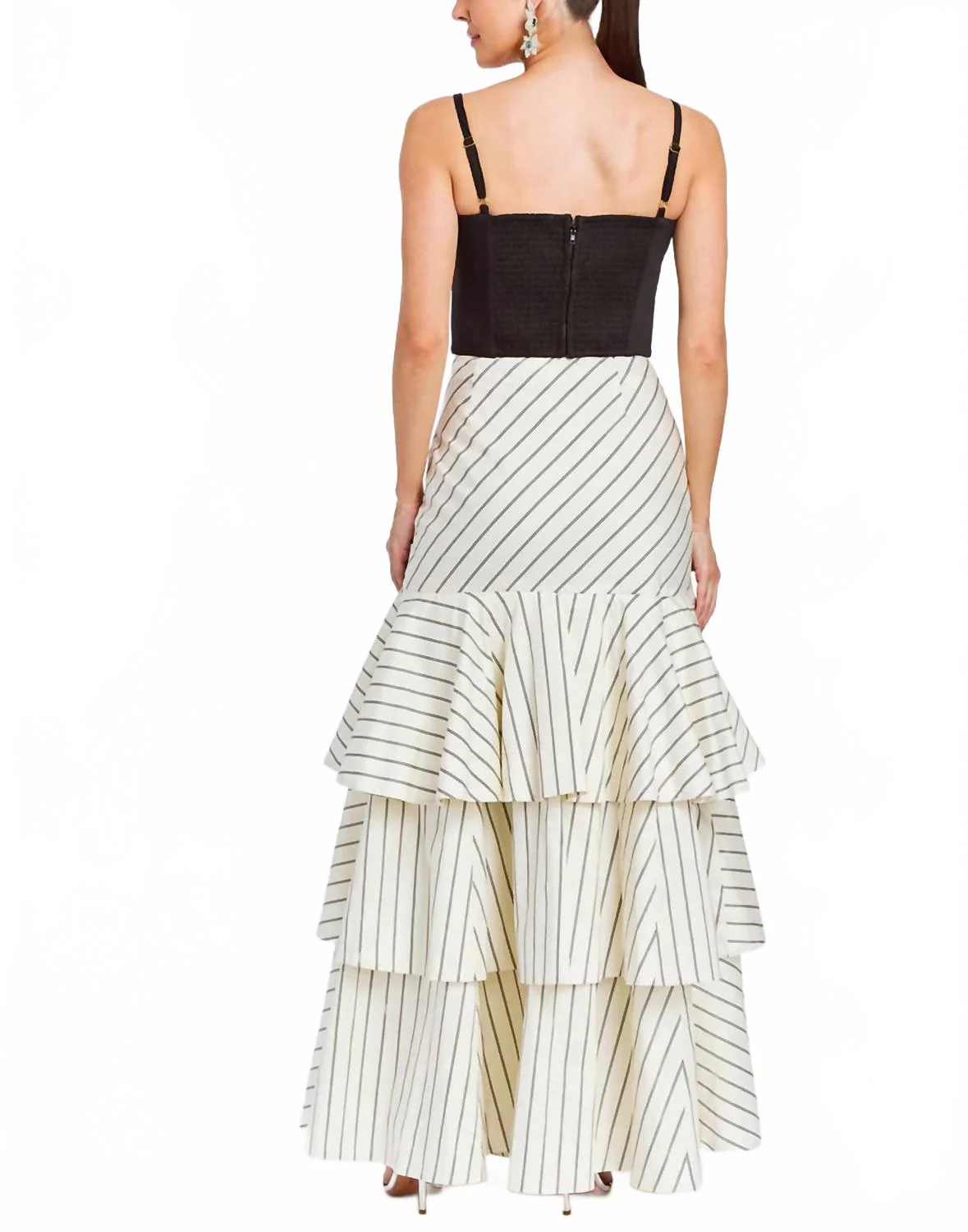 Feonia Pin Striped Skirt In Black And White