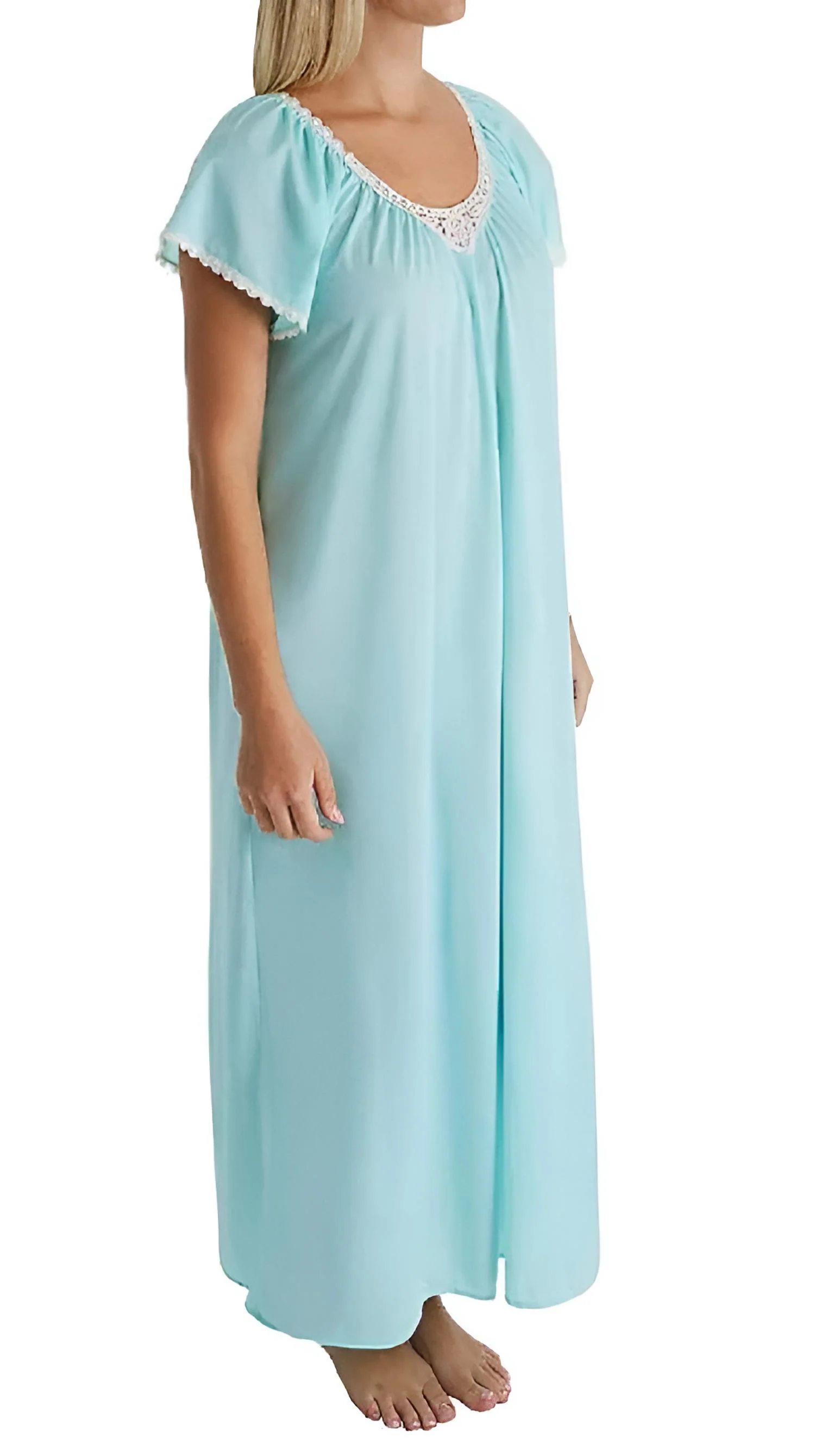 Cameo Long Nightgown In Seafoam