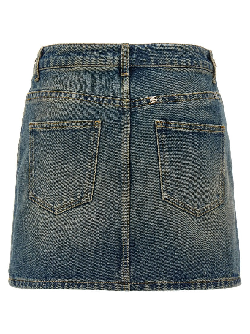 Denim Mini Skirt With Chain Detail