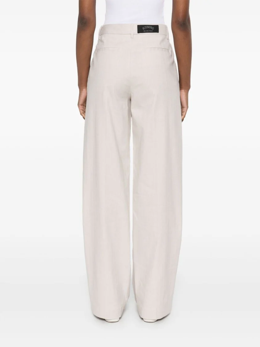 Light Beige Tailored Linen Trousers