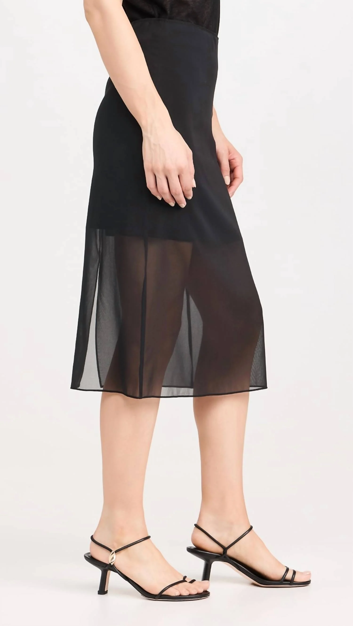 Sheer Pencil Skirt In Black
