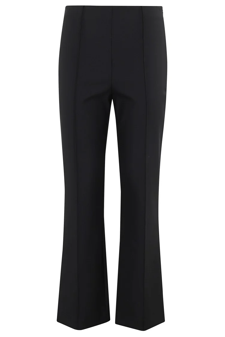 Cropped Black Tailored Pants With Flared Hem