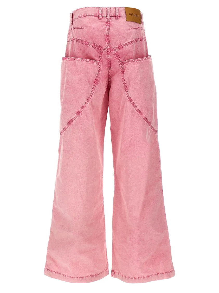 Washed Cotton Baggy Trousers With Maxi Pockets