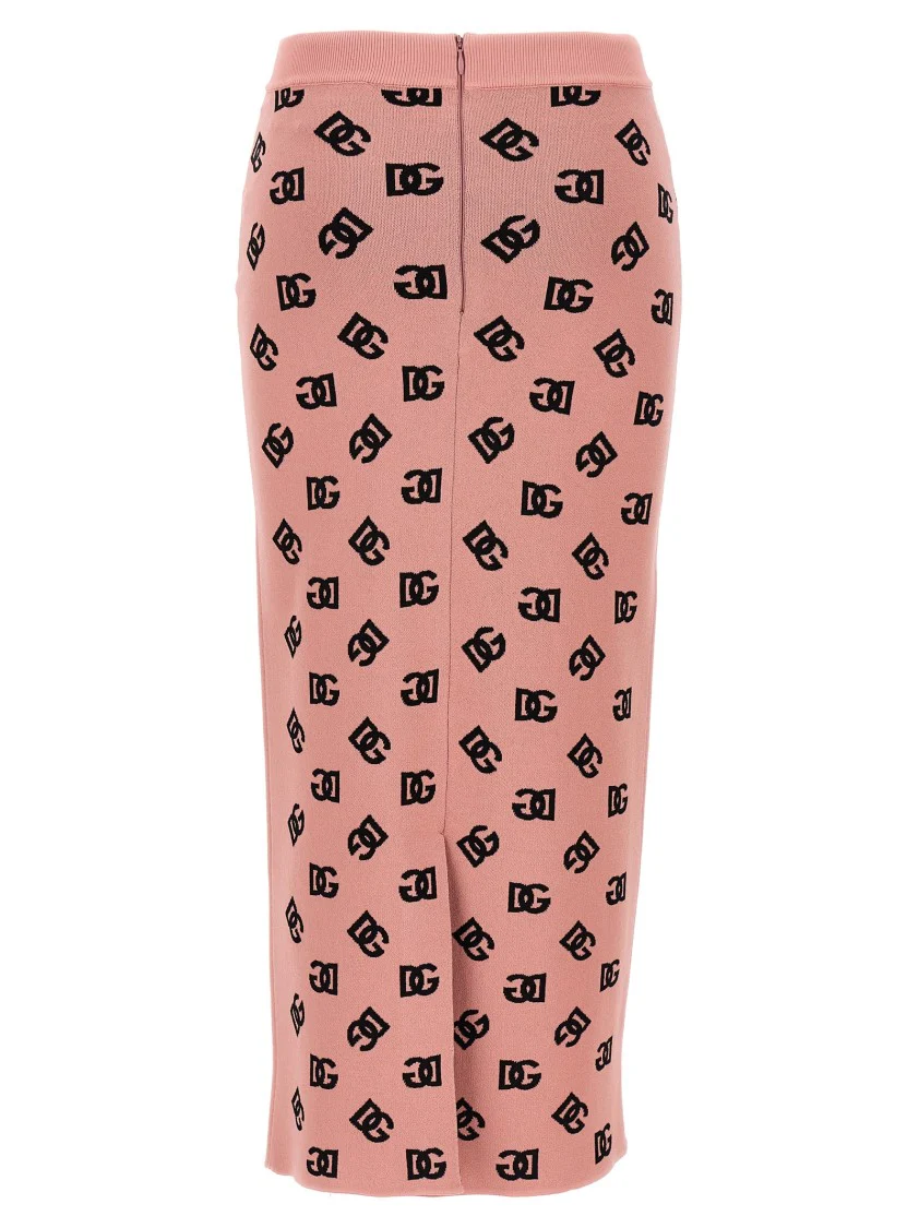 High-Waist Sheath Skirt With Dg Jacquard Logo