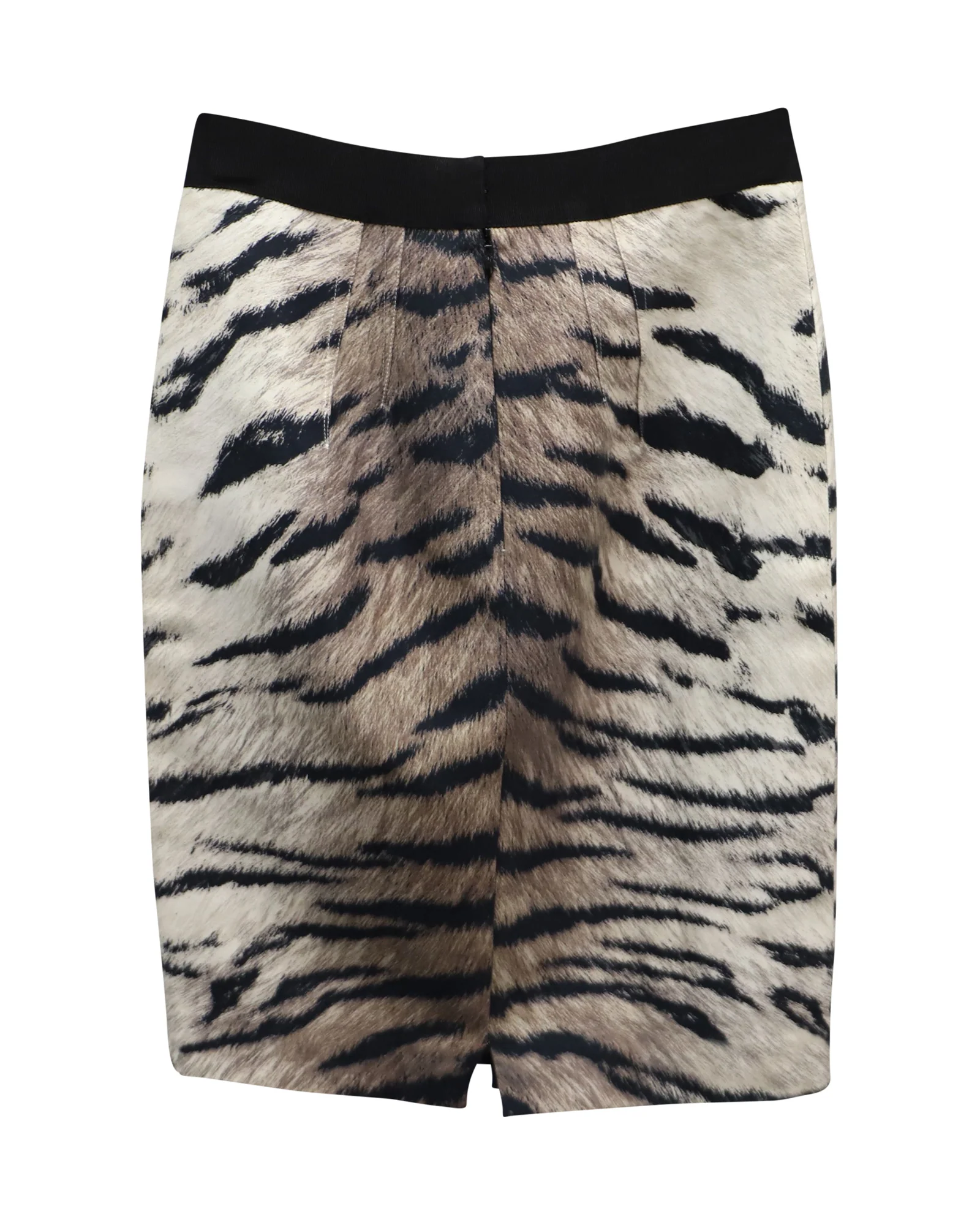 Giambattista Valli Tiger Print Pencil Skirt in Brown Cotton
