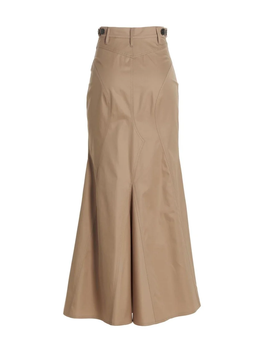Button-Closure Maxi Skirt With Flattering Silhouette