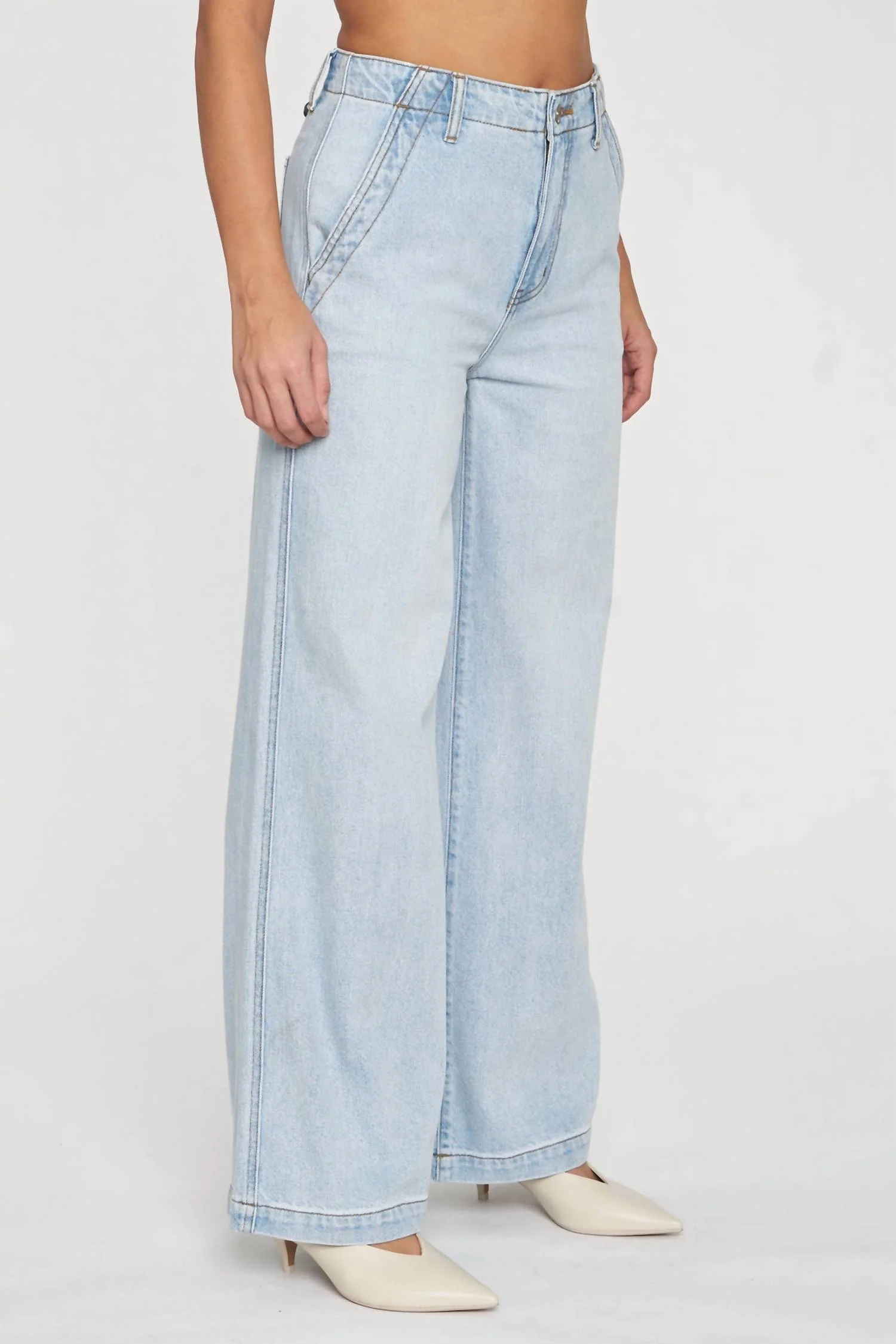 Kickback High Rise Palazzo Jeans In Hush