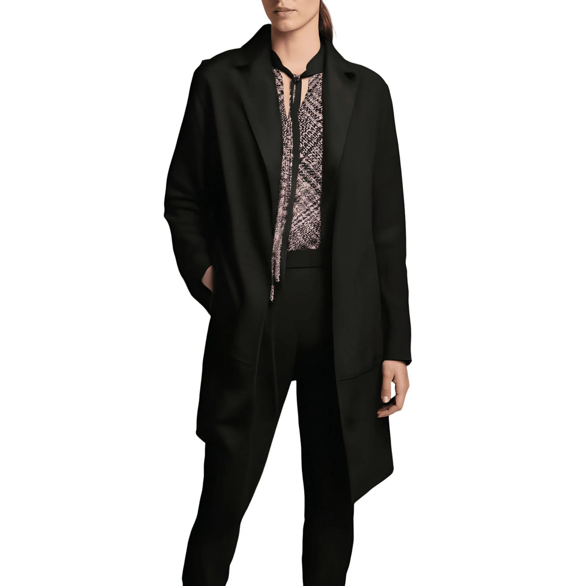 Womens Faux Suede Office Open-Front Blazer