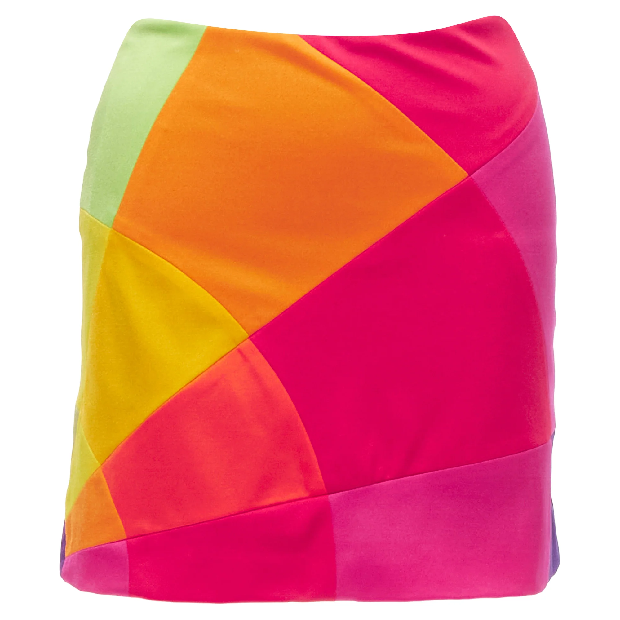 Moschino Cheap Chic rainbow colorblock patchwork mini skirt