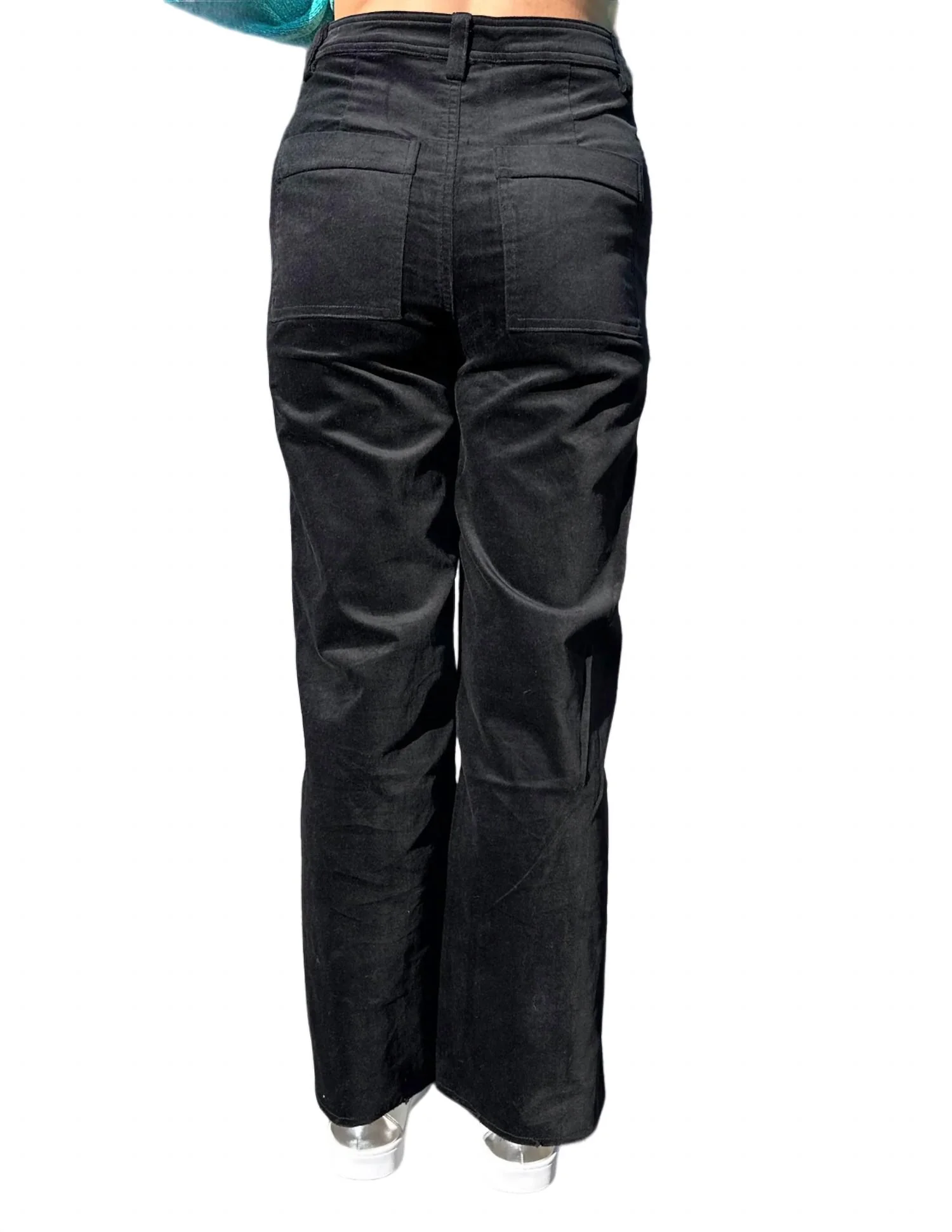 Stretch Wide Leg Jean In Suede Black