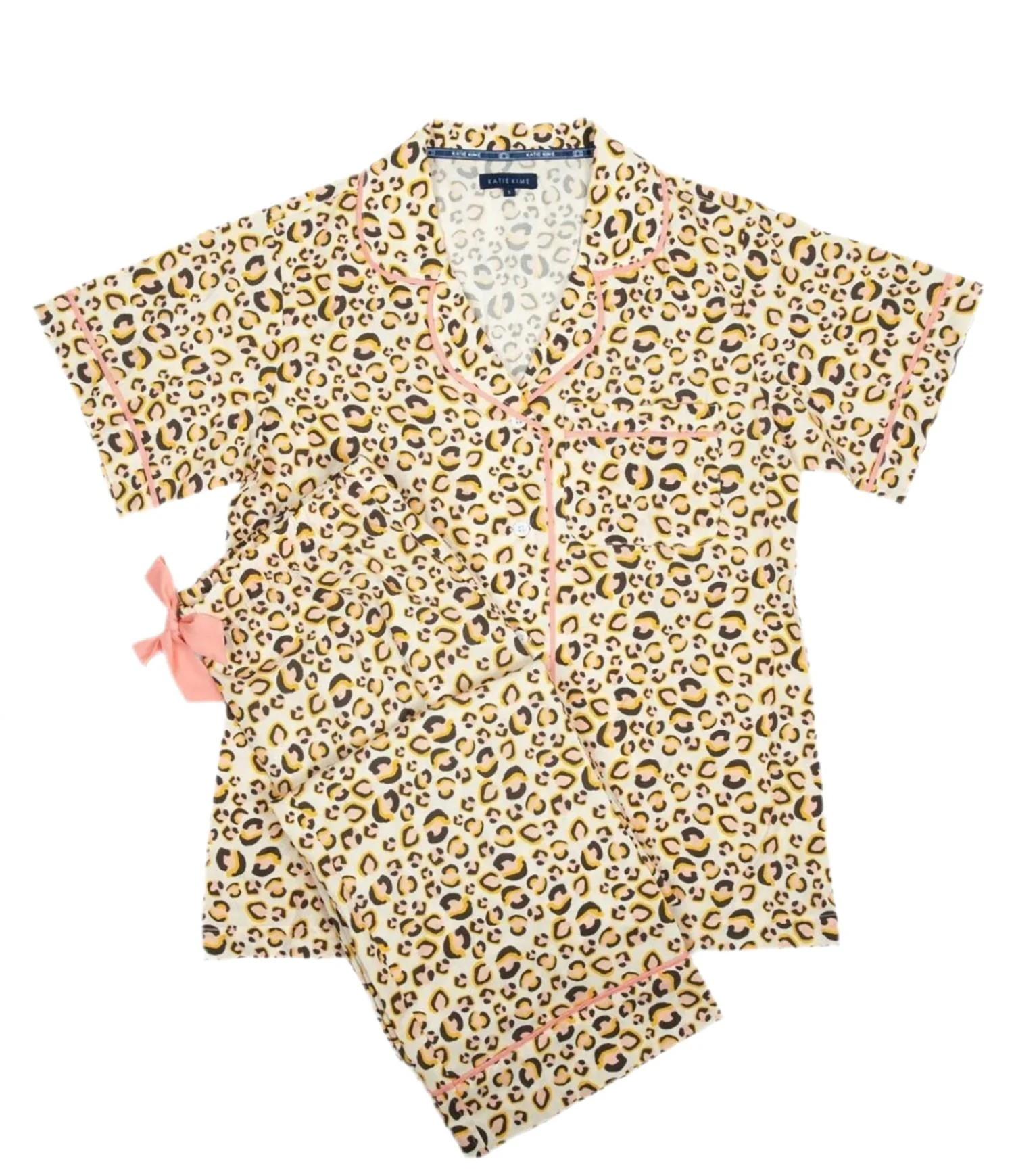Leopard Print Pajama Set In Beige