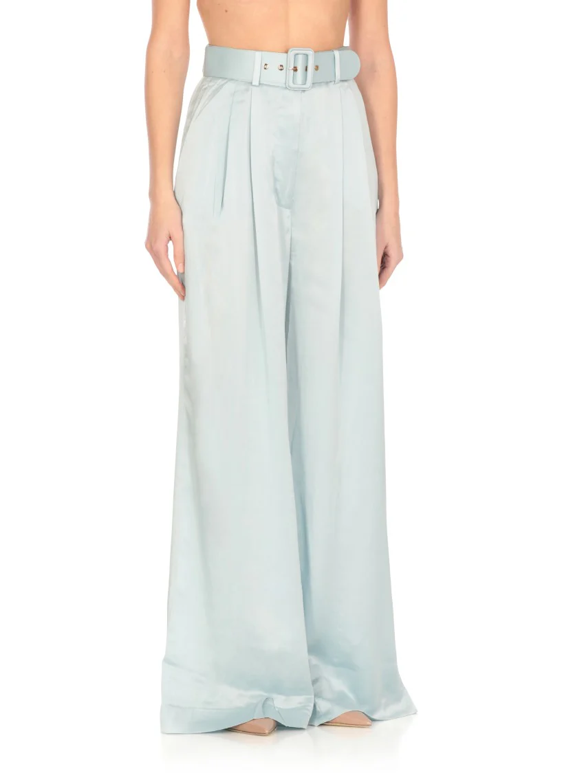 Light Blue Silk Pants