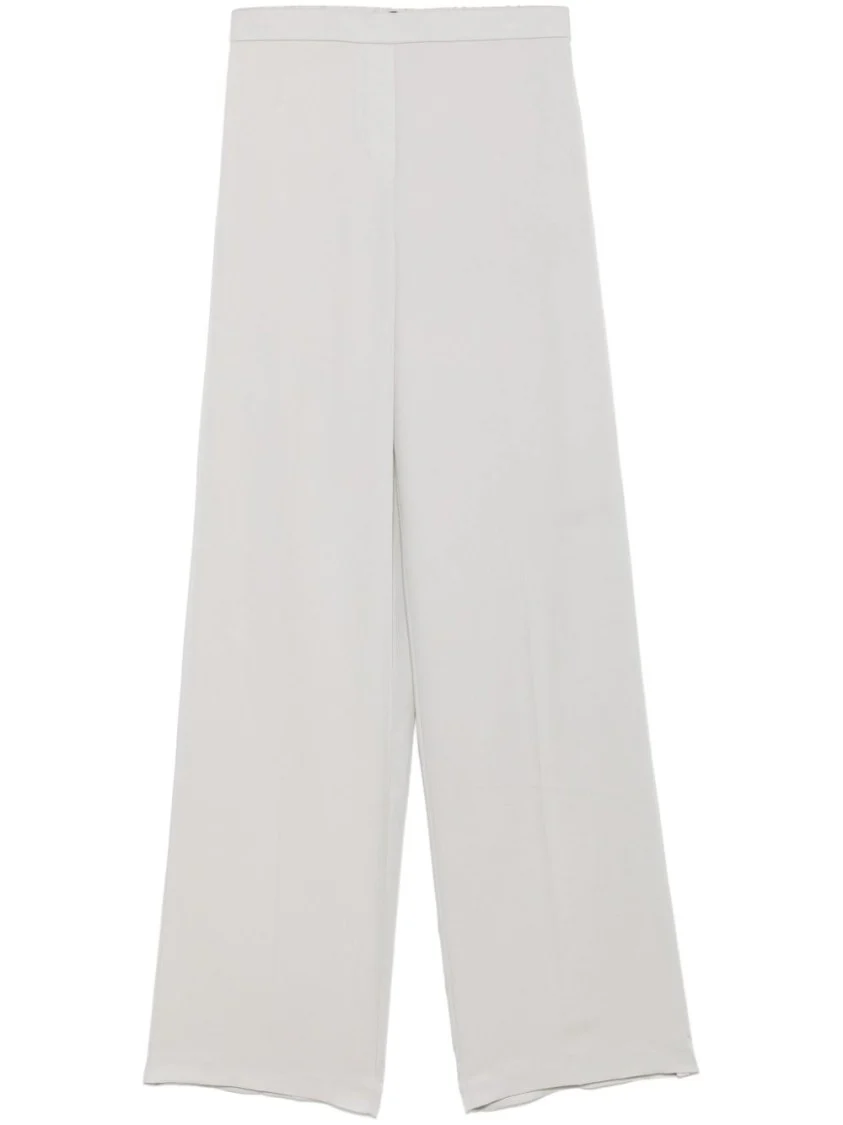 Wide-Leg Trousers In Light Grey Silk