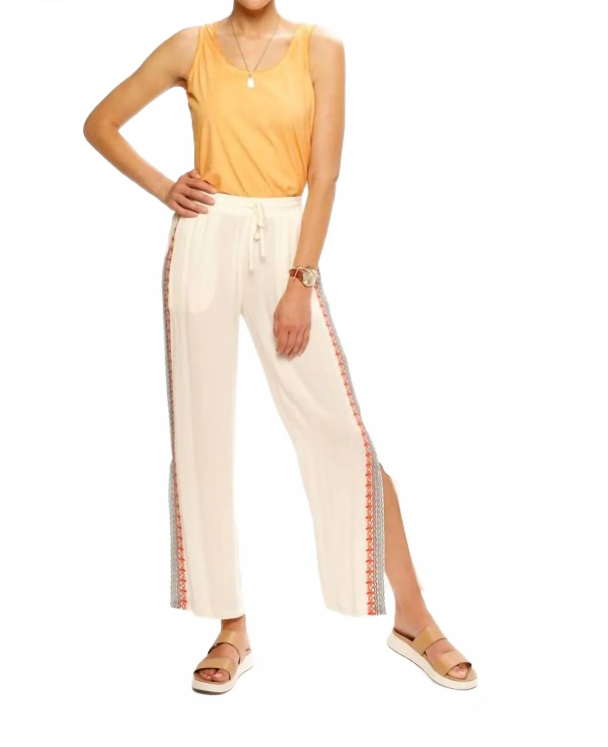 Women's Crinkled Pull On Pant In Ivory