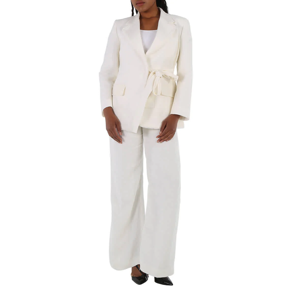 Chloe Ladies Iconic Milk Double-Breasted Belted Blazer Jacket