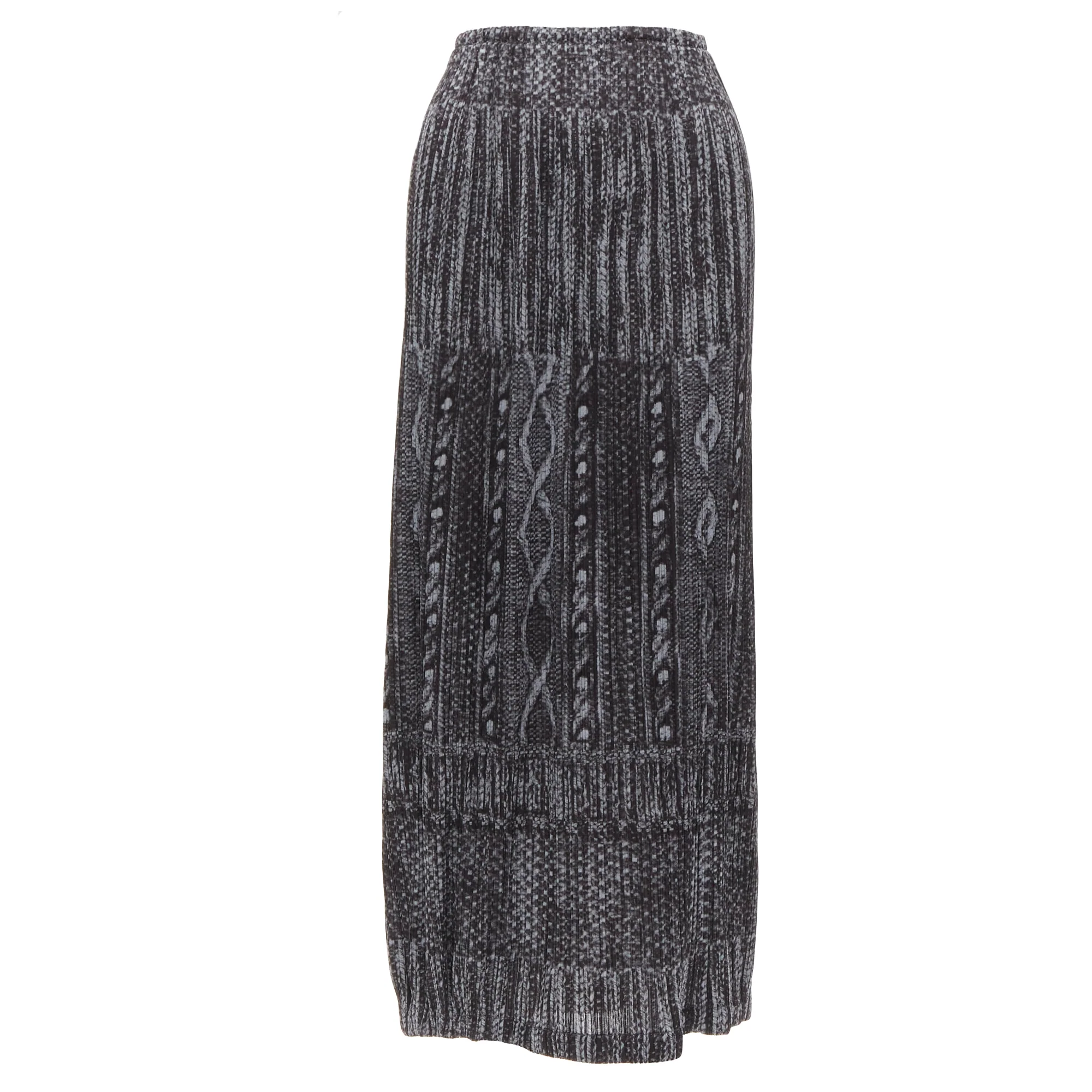 Issey Miyake Pleats Please cable knitprint pleated midi skirt