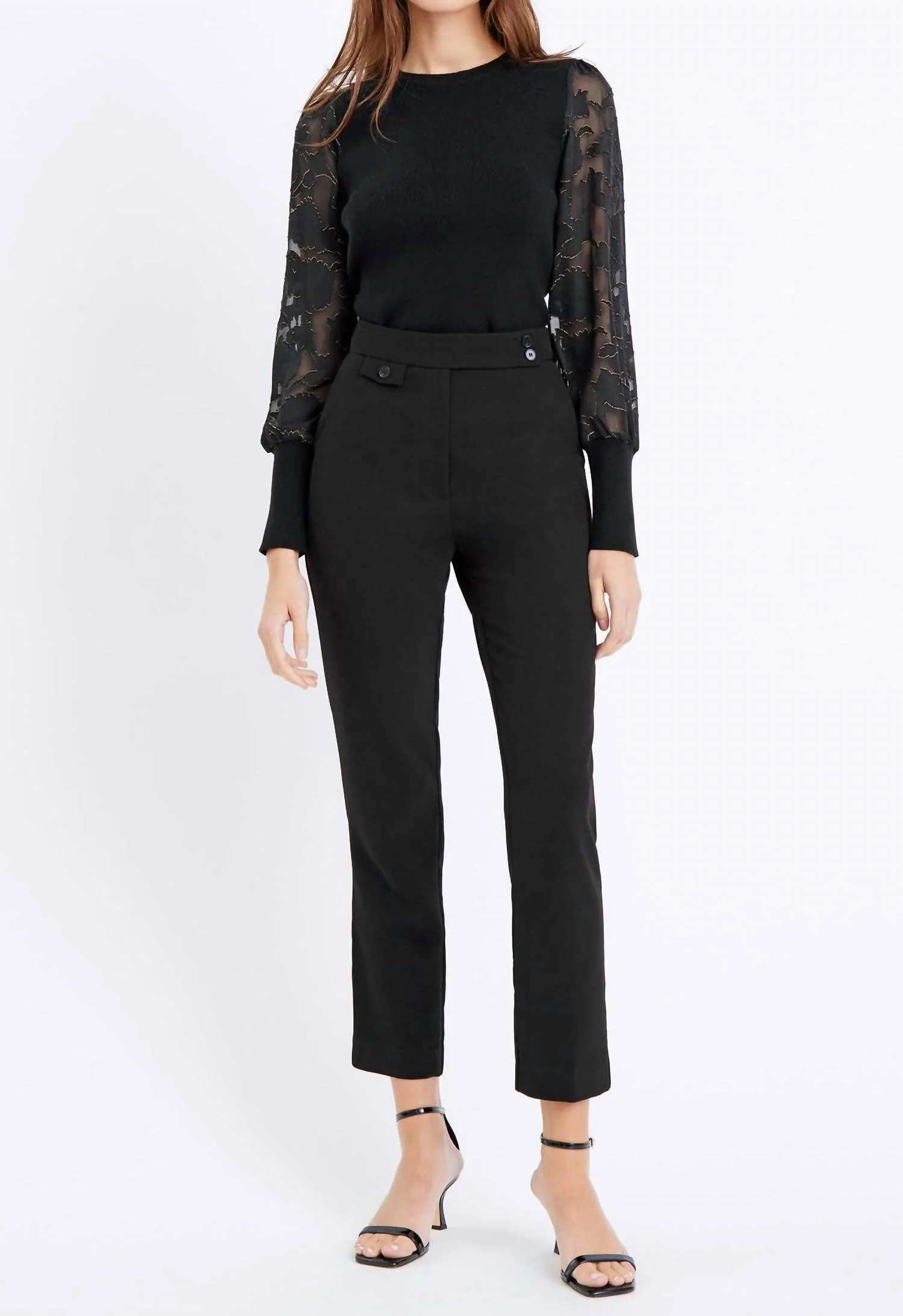 Rumi Button Tab Trousers In Black