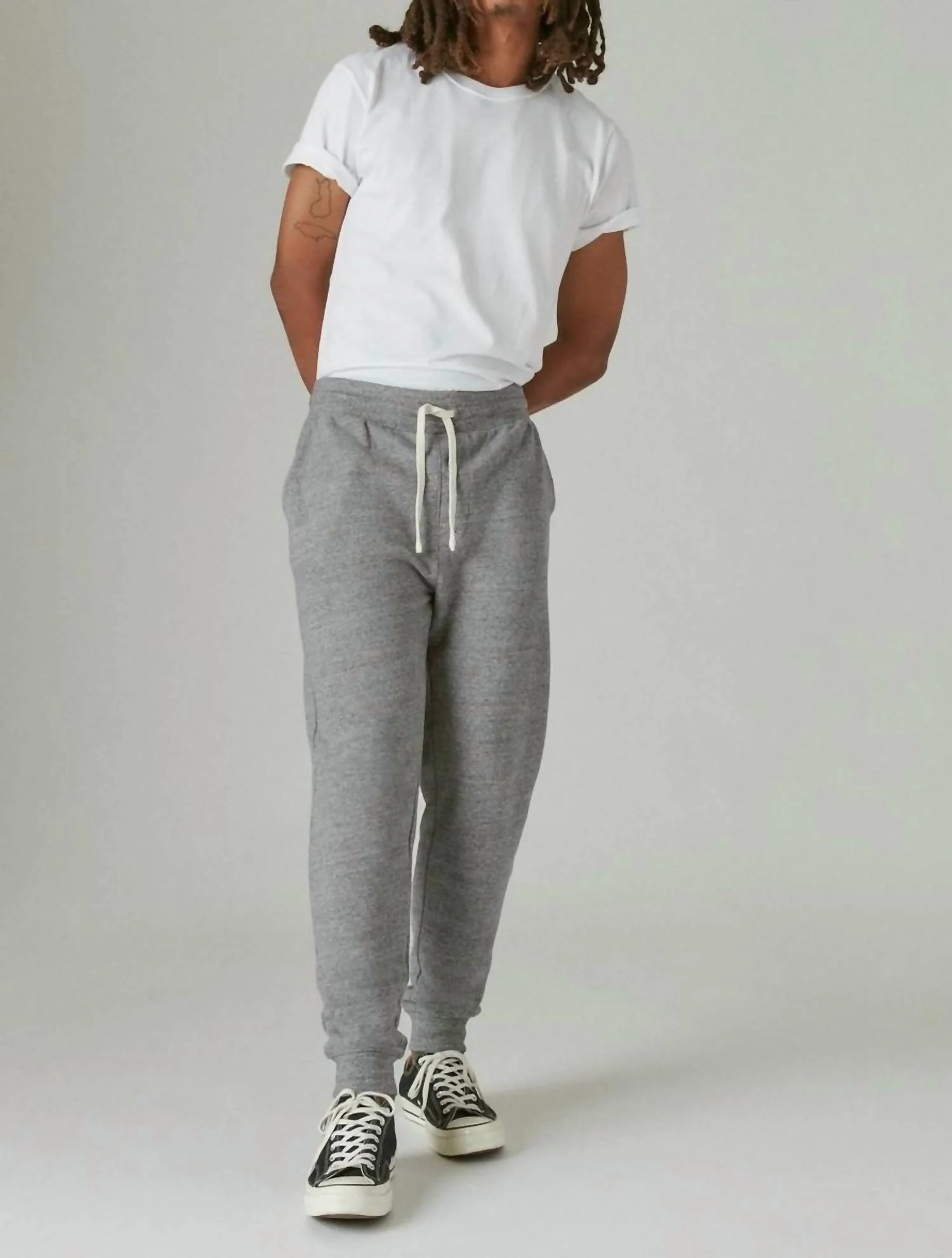 Sueded Terry Joggers In Heather Grey