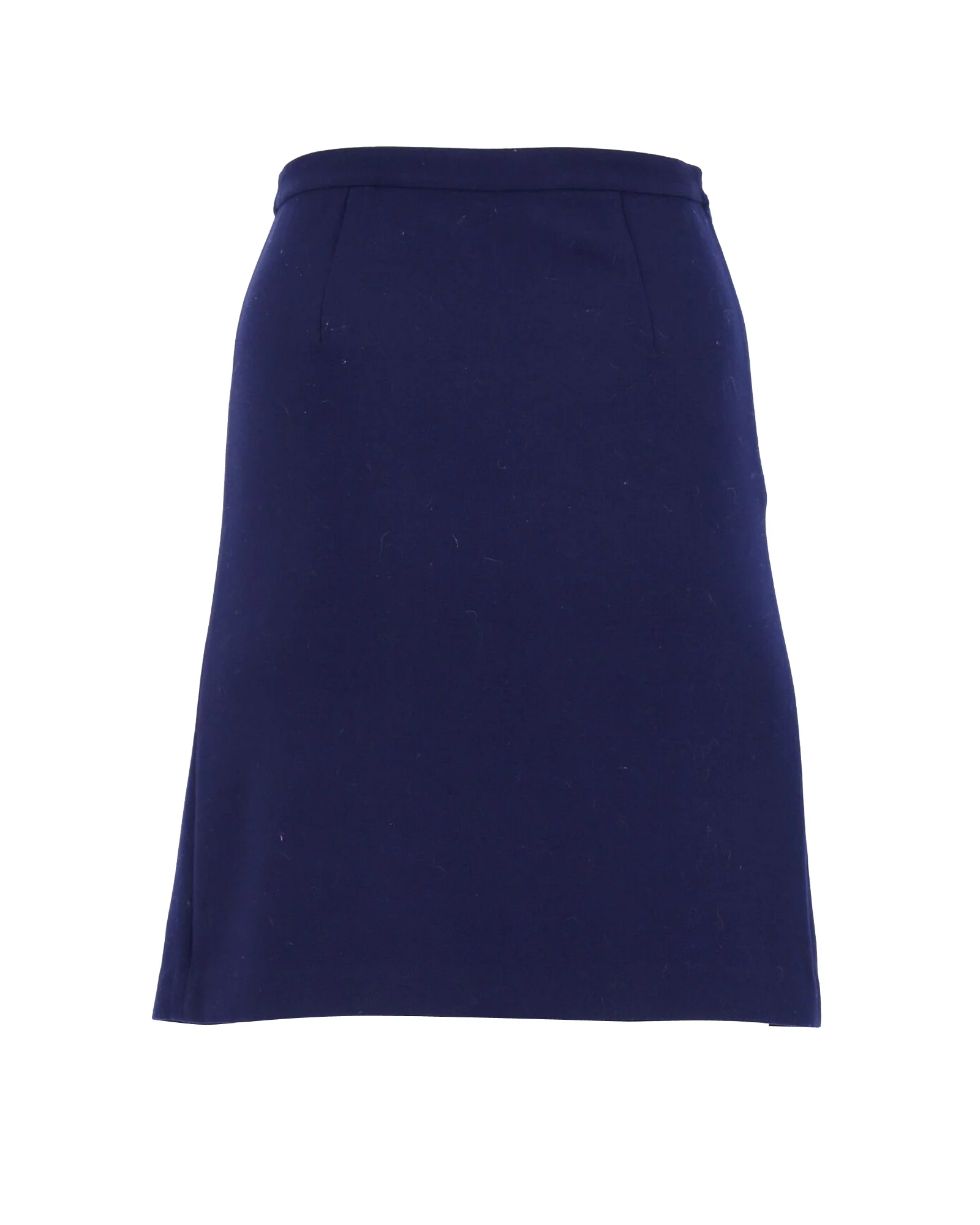 Diane Von Furstenberg Pleated-Back Knee-Length Skirt in Navy Blue Polyester