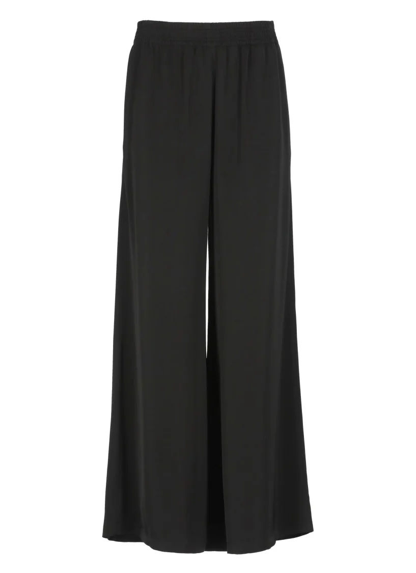 Relaxed Wide-Leg Viscose Trousers With Elastic Waistband