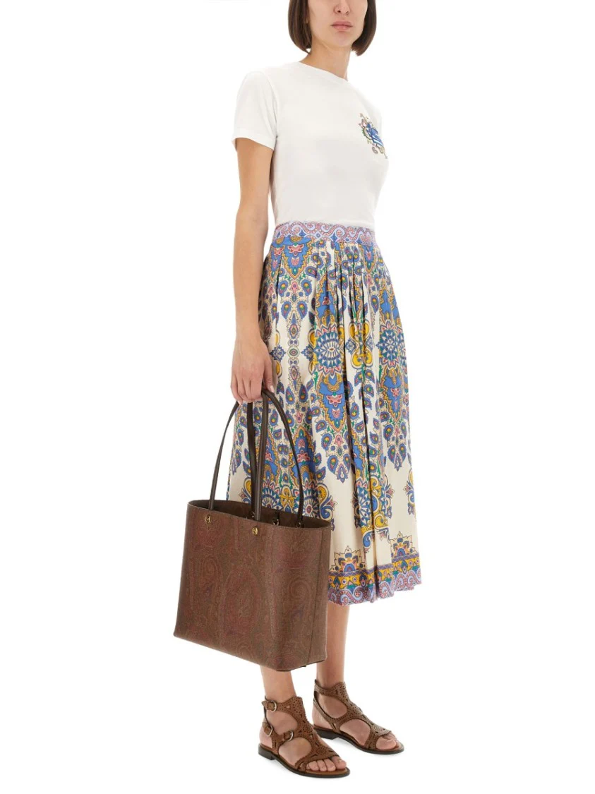 Paisley Print Midi Skirt