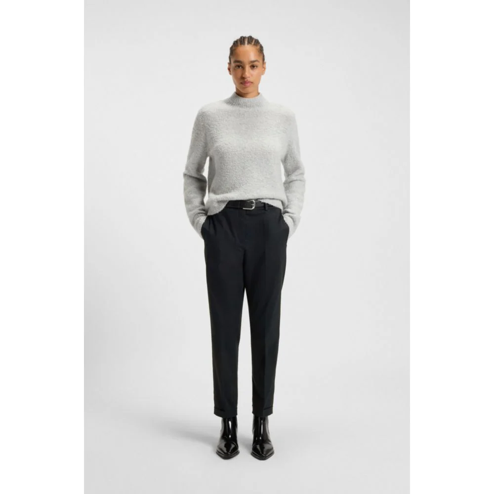 Regular-fit wide-leg trousers in soft flannel