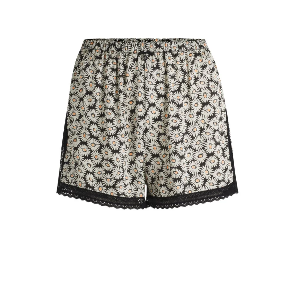 Lace-trim pajama shorts in satin
