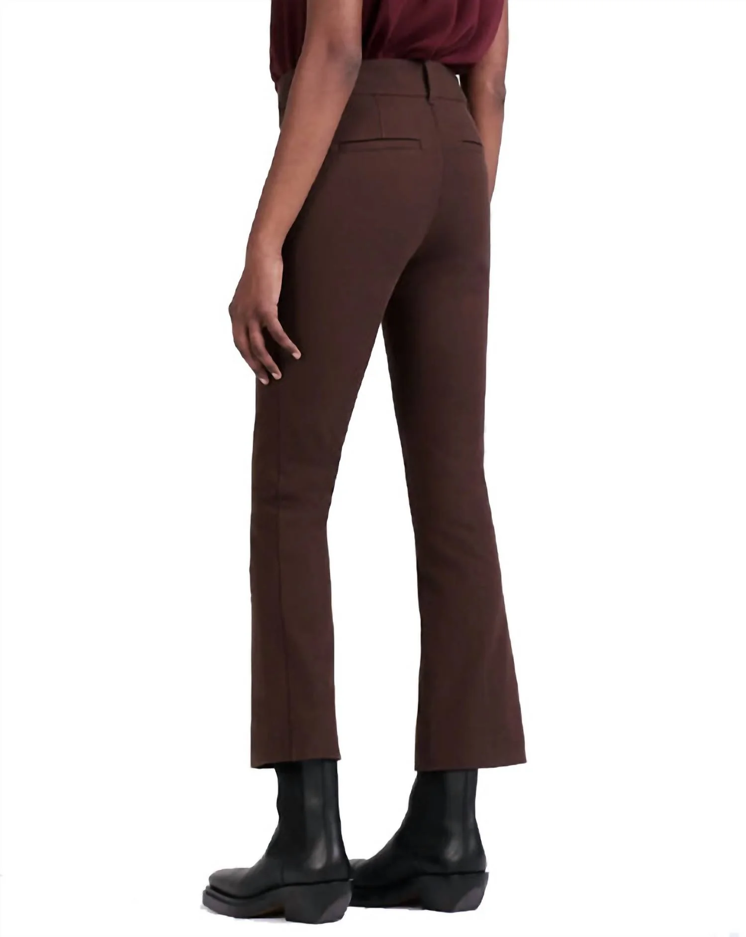 Cropped Flare Trouser In Chocolat