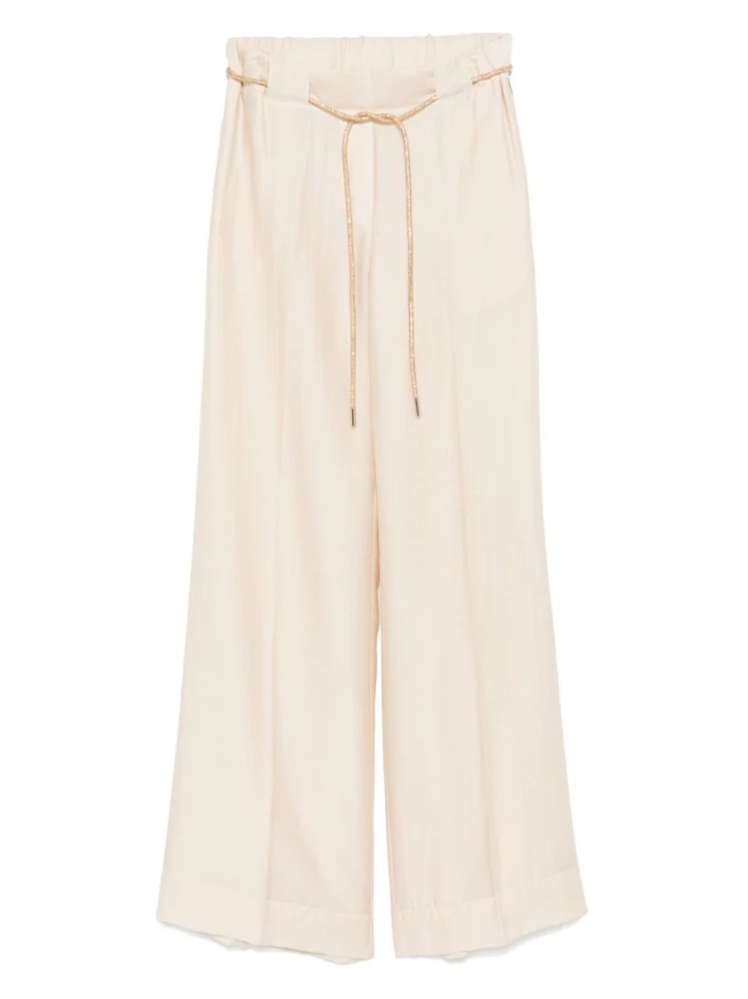Light Beige Wide Leg Trousers