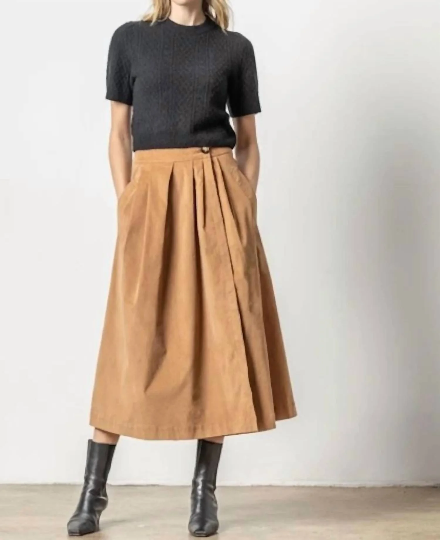 Corduroy Wrap Skirt In Acorn