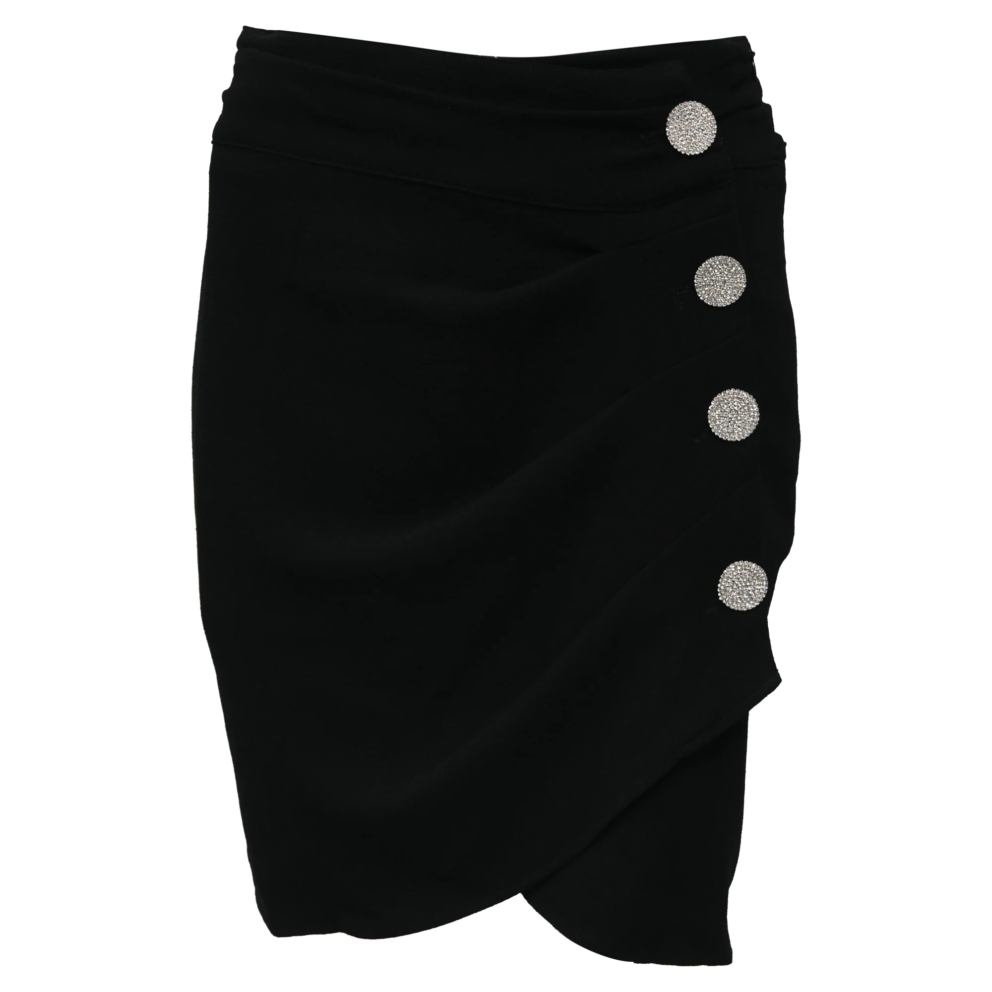Ba&Sh Sanya Embellished-Button Mini Faux Wrap Skirt in Black Polyester