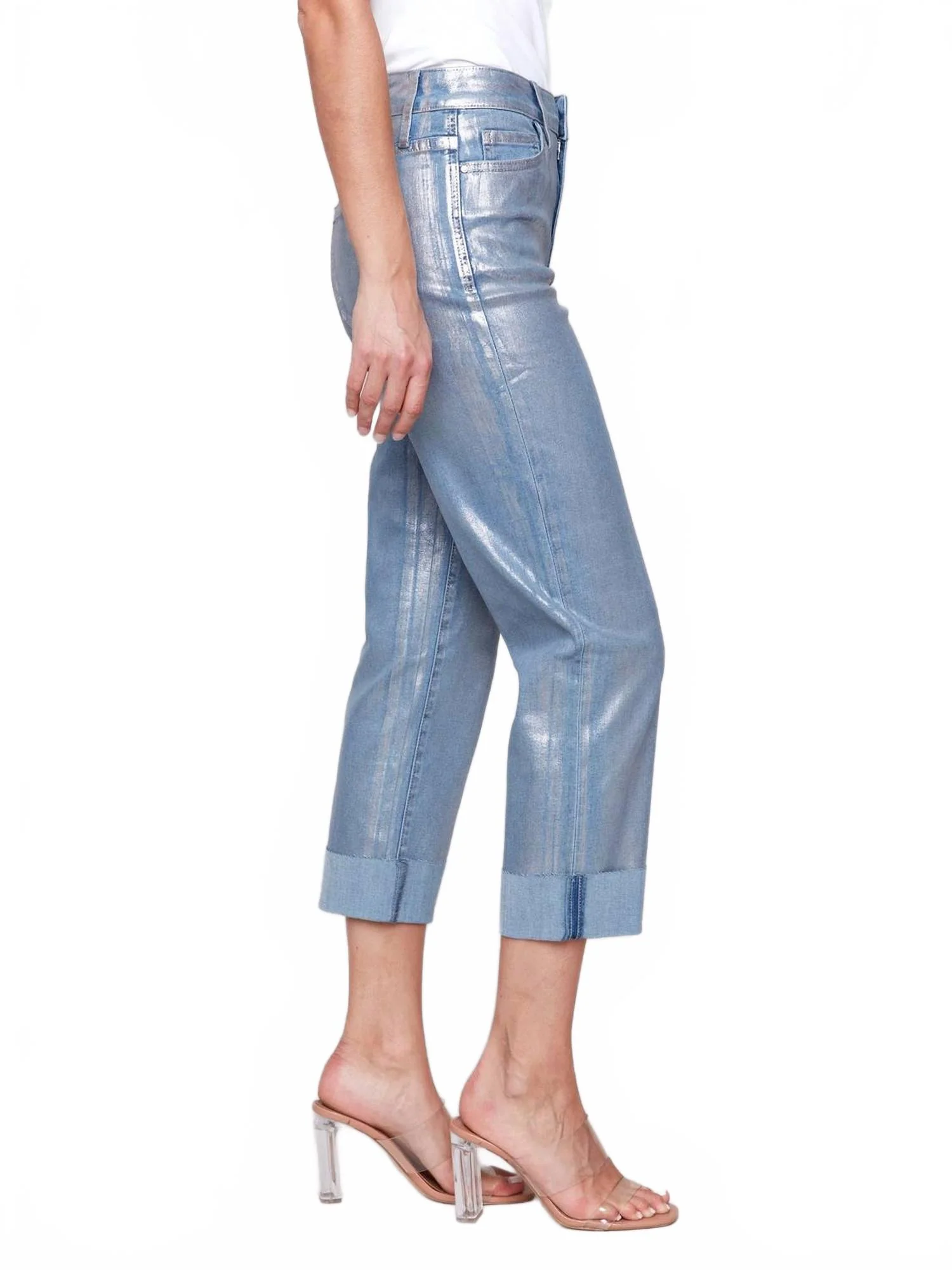 Foiled Straight Leg Jeans In Bleach Blue